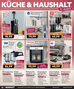 Norma Bestellmagazin Juni 2026 ab 01.06.2026 gültig | Seite: 16 | Produkte: Grill, Staubsauger, Entsafter, Fritteuse