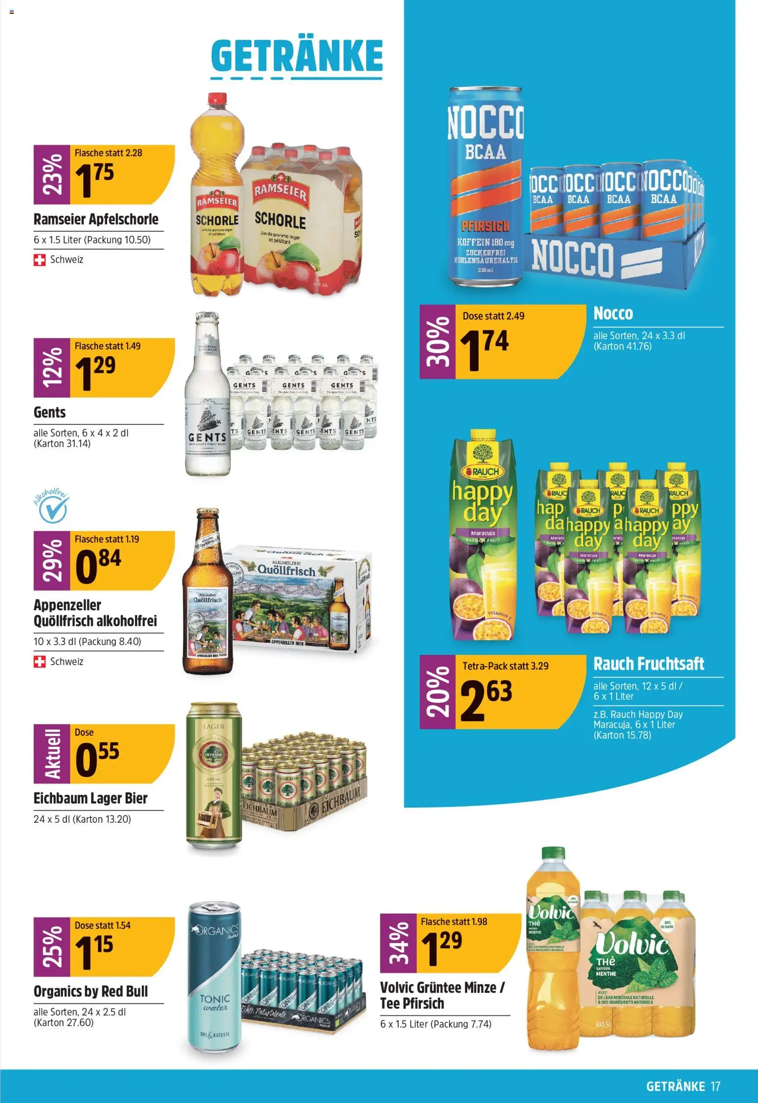 TopCC aktionen – gültig ab 27.07.2026 | Seite: 17 | Produkte: Red bull, Bier, Tee, Pfirsich