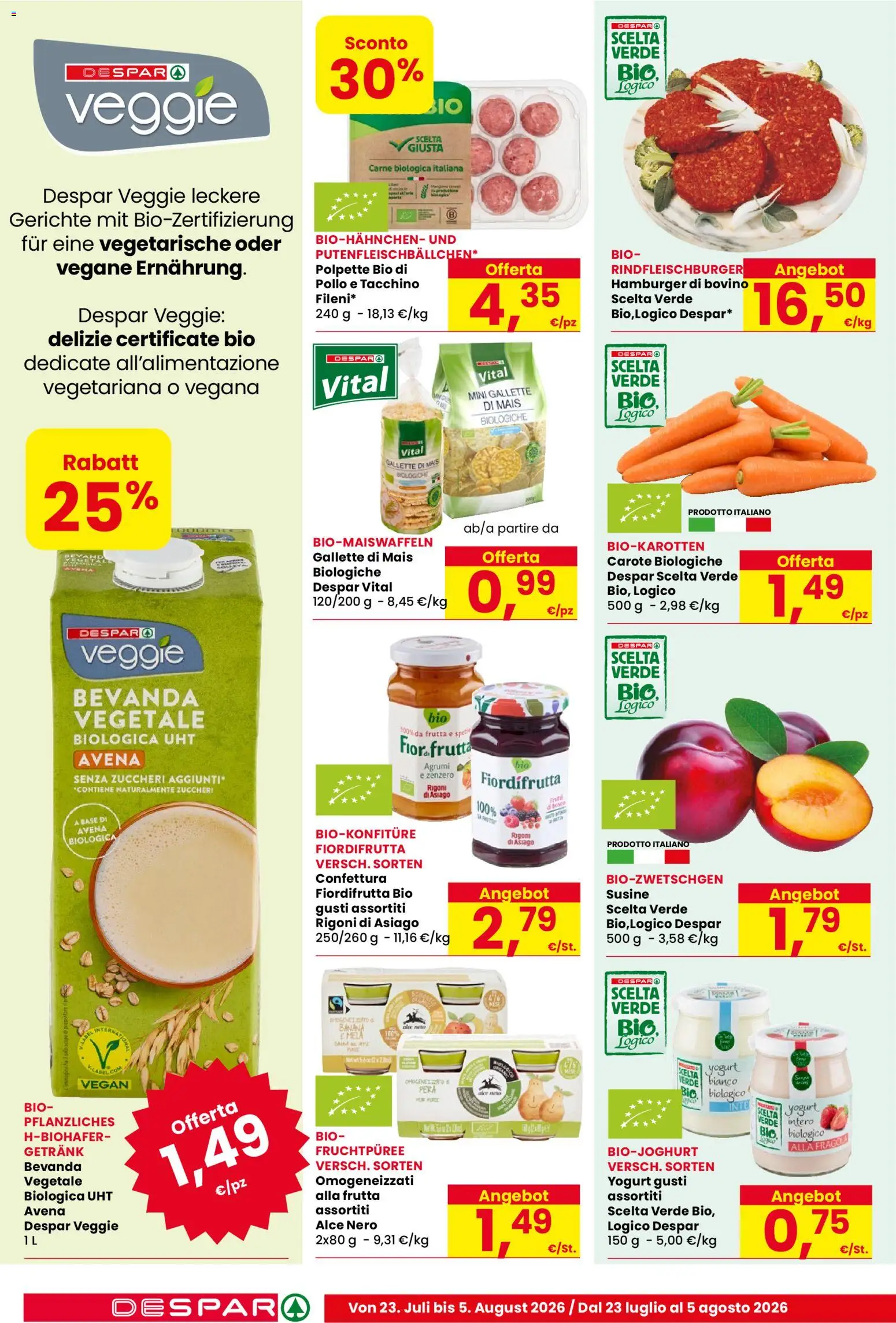 Volantino Eurospar del 23/07/2026 | Pagina: 6 | Prodotti: Yogurt, Tacchino, Carote, Hamburger