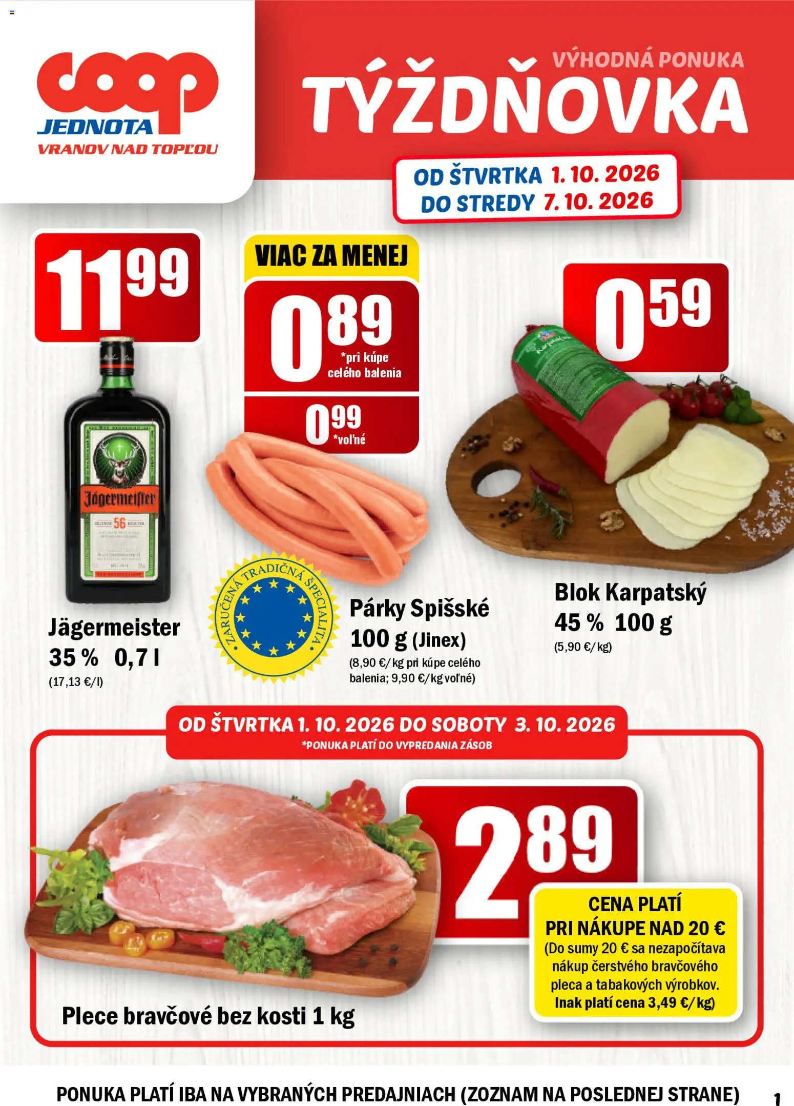 Nové COOP Jednota akcie – leták je platný od 01.10.2026 | Strana: 1