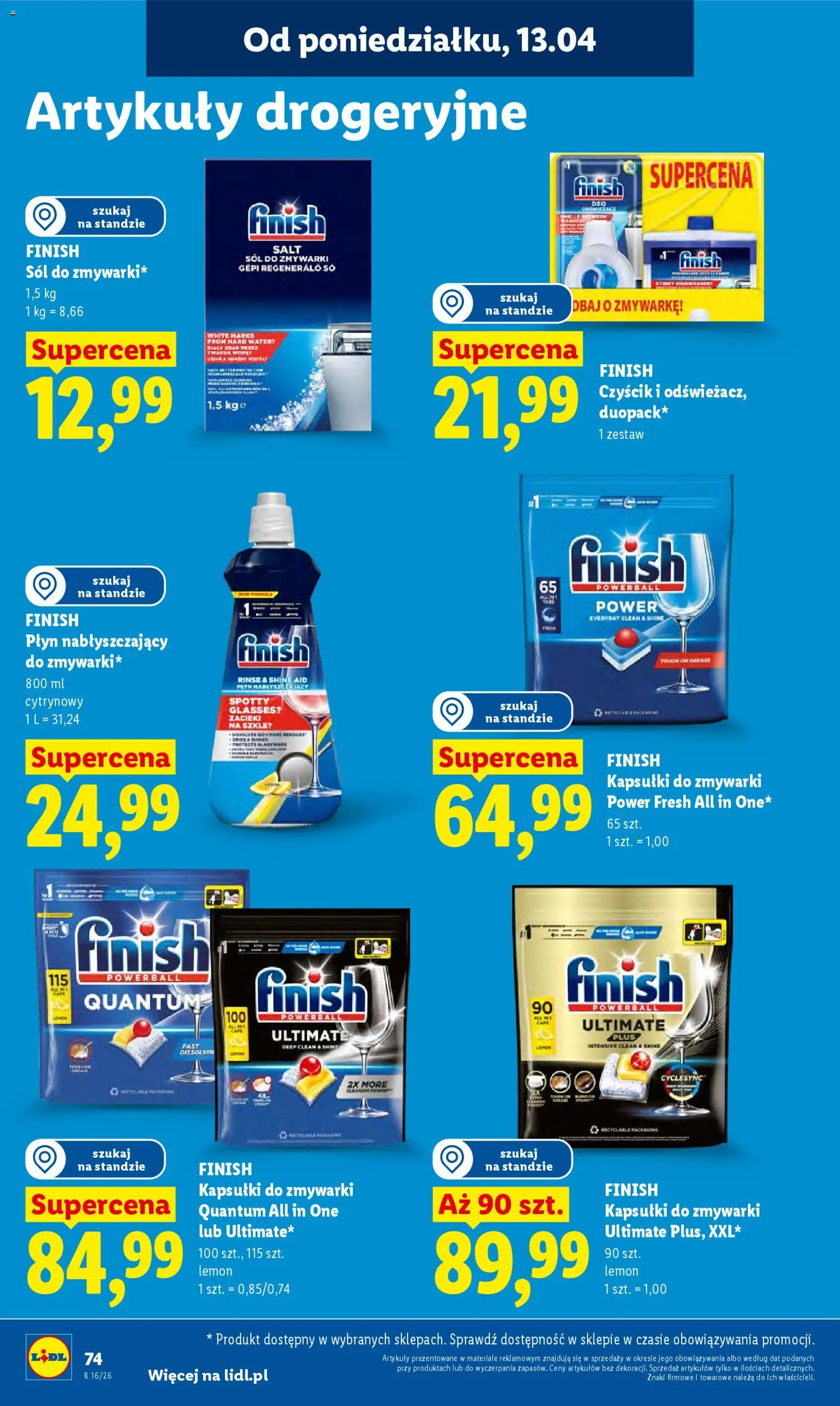 Lidl gazetka od 13.04.2026 | Strona: 80 | Produkty: Sól do zmywarki, Finish, Kapsułki do zmywarki, Sól