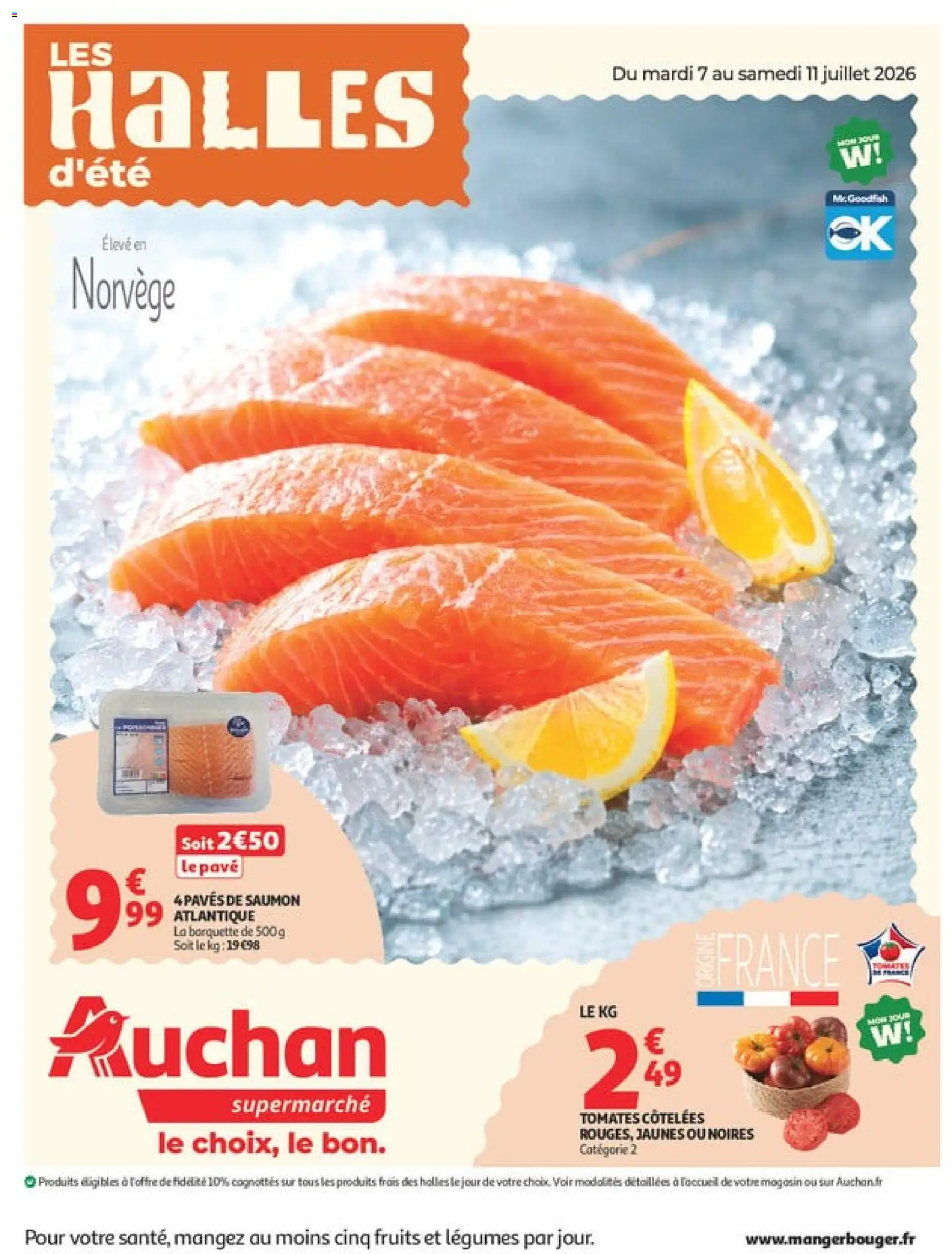 {H1} | Page: 1 | Produits: Tomates, Saumon