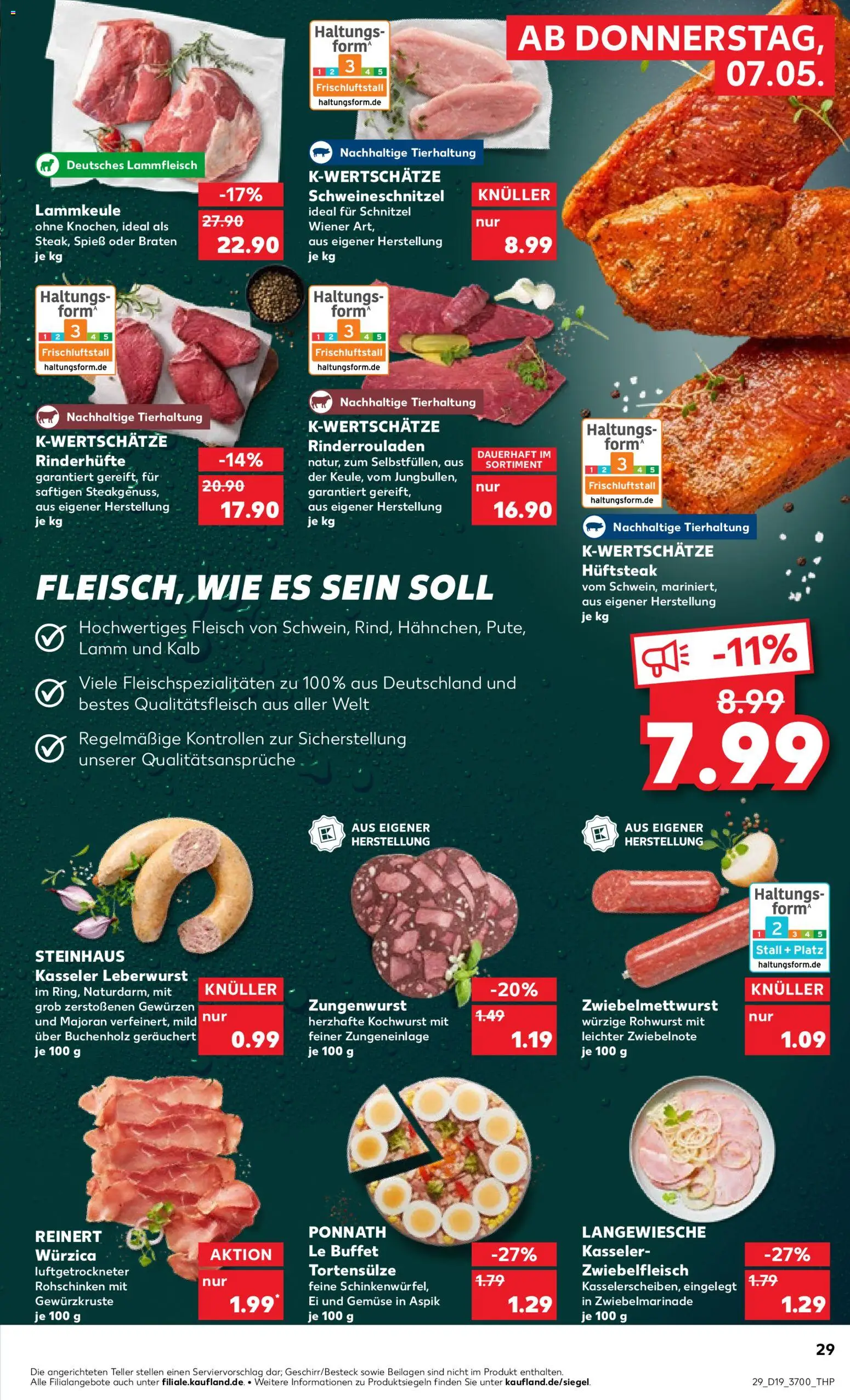 Kaufland Prospekt Rostock	 – gültig ab 07.05.2026 | Seite: 29 | Produkte: Rinderrouladen, Lammkeule, Schnitzel, Gemüse