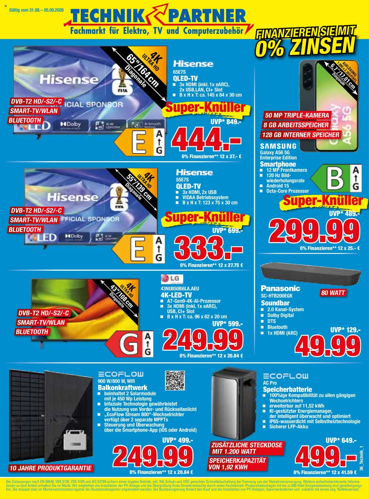 HERKULES Technik Partner – gültig ab 31.08.2026 | Seite: 1 | Produkte: Panasonic, Hisense, Steckdose, Samsung