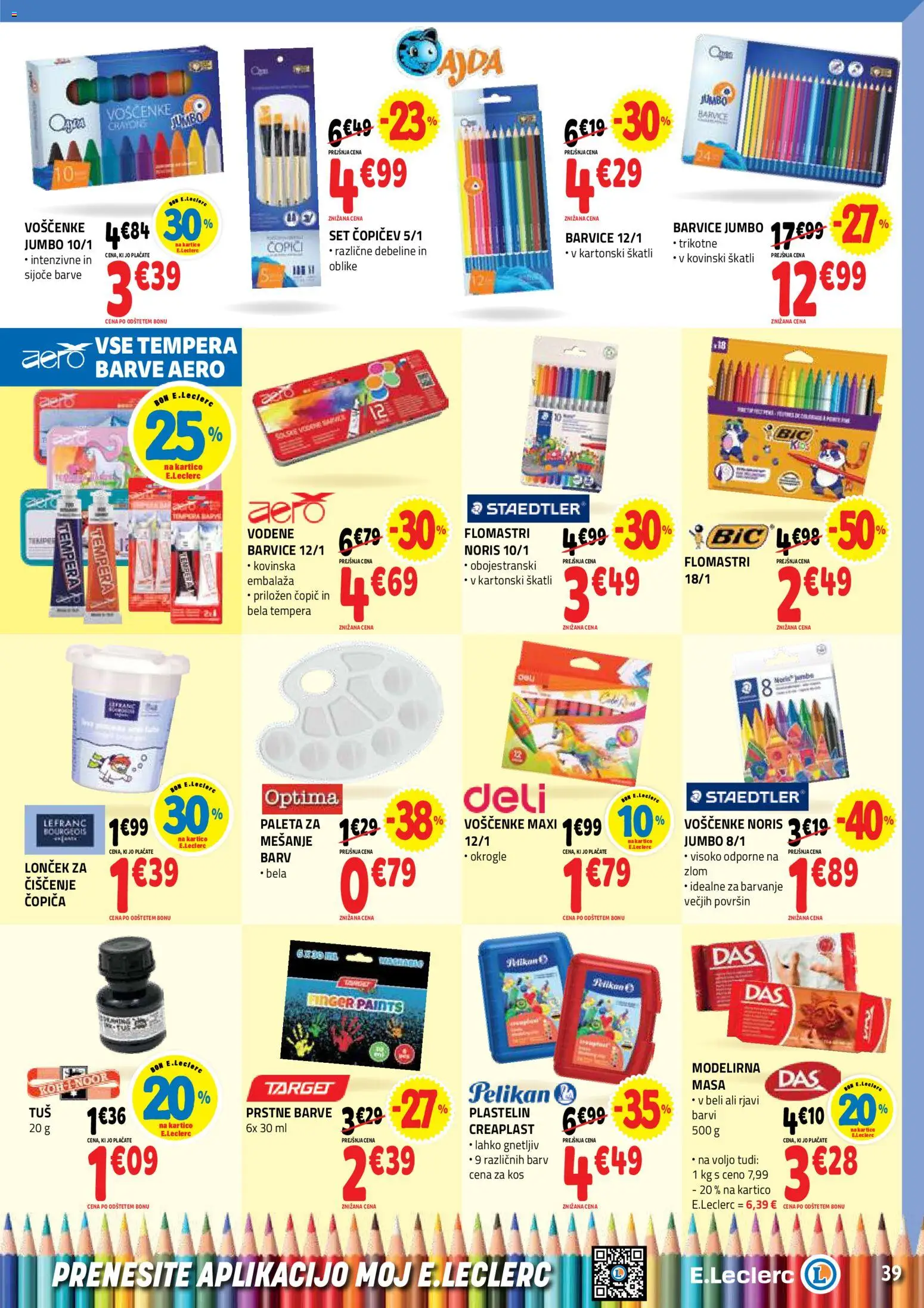 Novi E.leclerc katalog ponudbe – veljaven od 17.06.2026 | Stran: 39 | Izdelki: Barvice, Kos, Copic