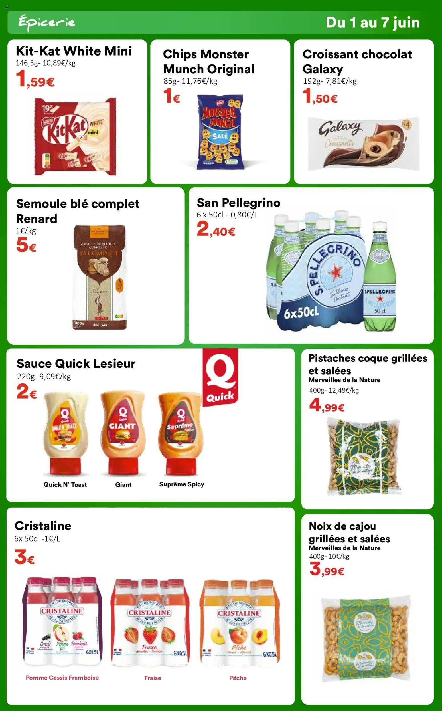{H1} | Page: 3 | Produits: Fraise, Chocolat, Jus, Chips