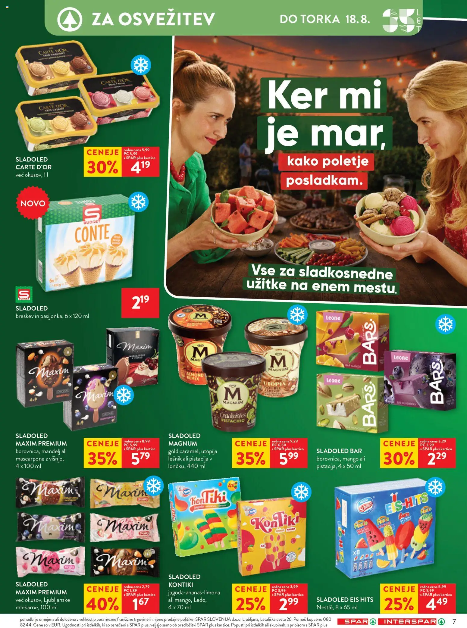 Novi Spar katalog ponudbe – veljaven od 12.08.2026 | Stran: 7 | Izdelki: Sladoled, Mango, Breskev