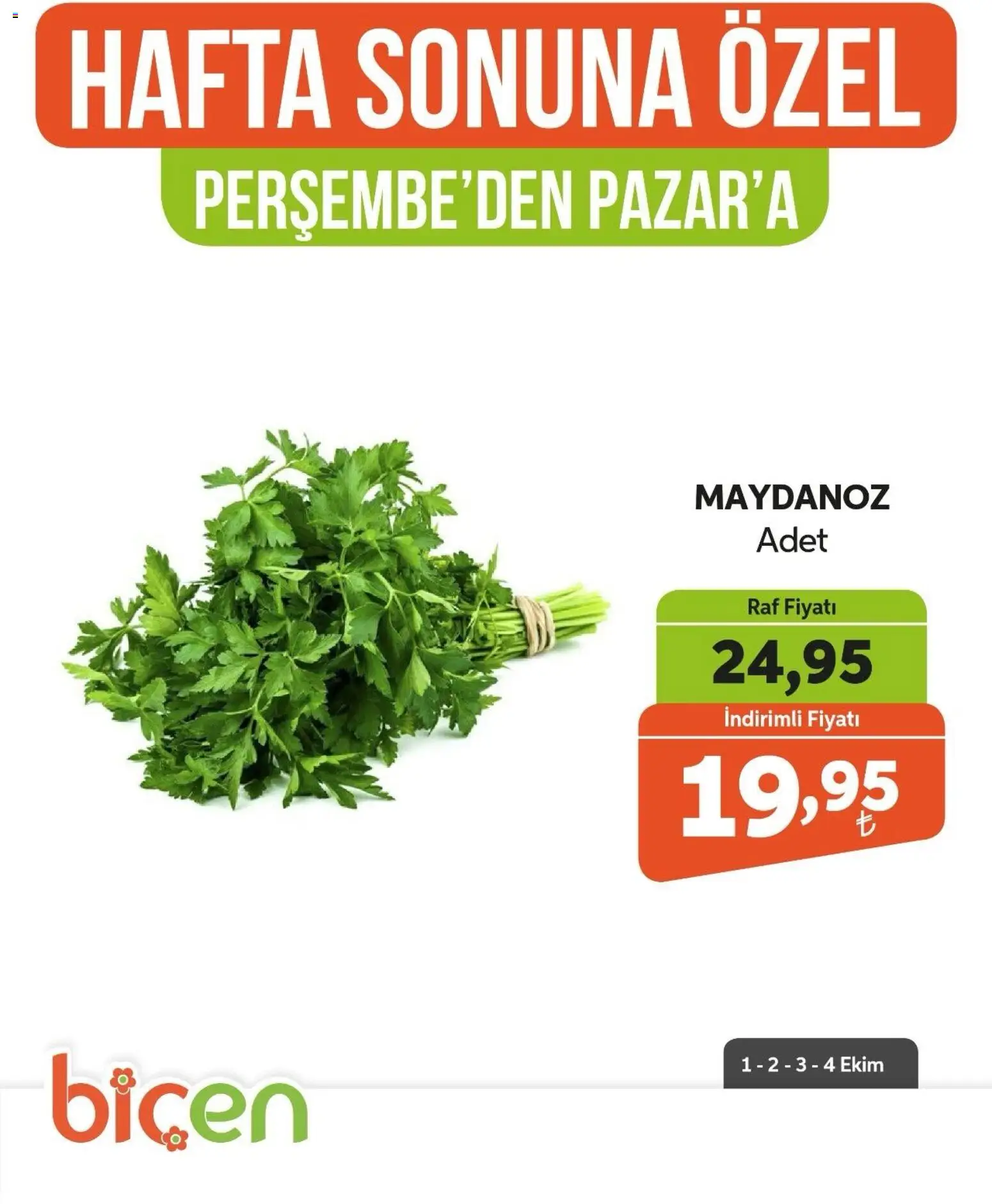 Biçen Market - Hafta Sonuna Özel - Sebze İndirimi - 01 Ekim 2026 tarihinden itibaren geçerlidir | Sayfa: 8 | Ürünler: Raf, Maydanoz