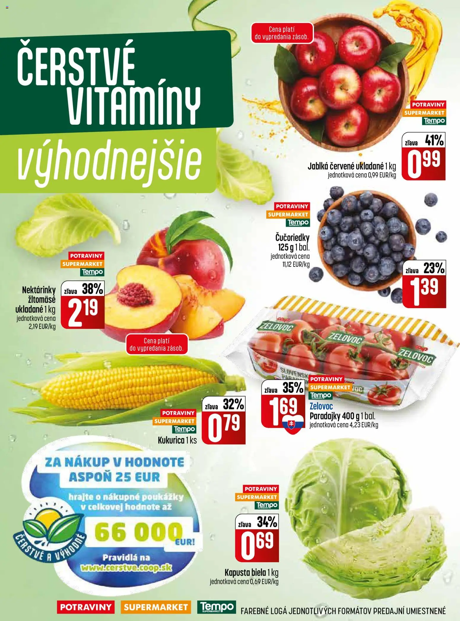 Nové COOP Jednota akcie – leták je platný od 09.07.2026 | Strana: 4 | Produkty: Kapusta, Jablká, Paradajky, Kapusta biela