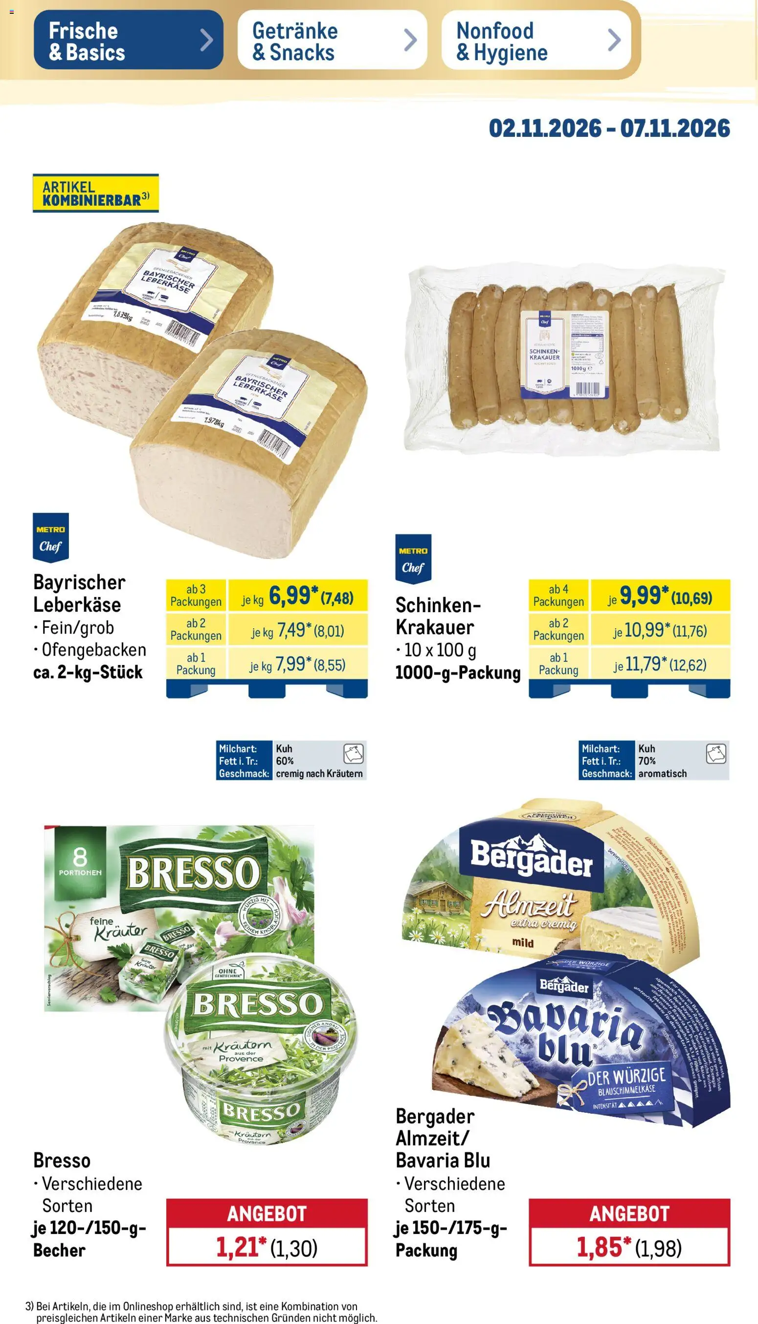 Metro Black Friday – gültig ab 02.11.2026 | Seite: 14 | Produkte: Käse, Bresso, Schinken, Leberkase