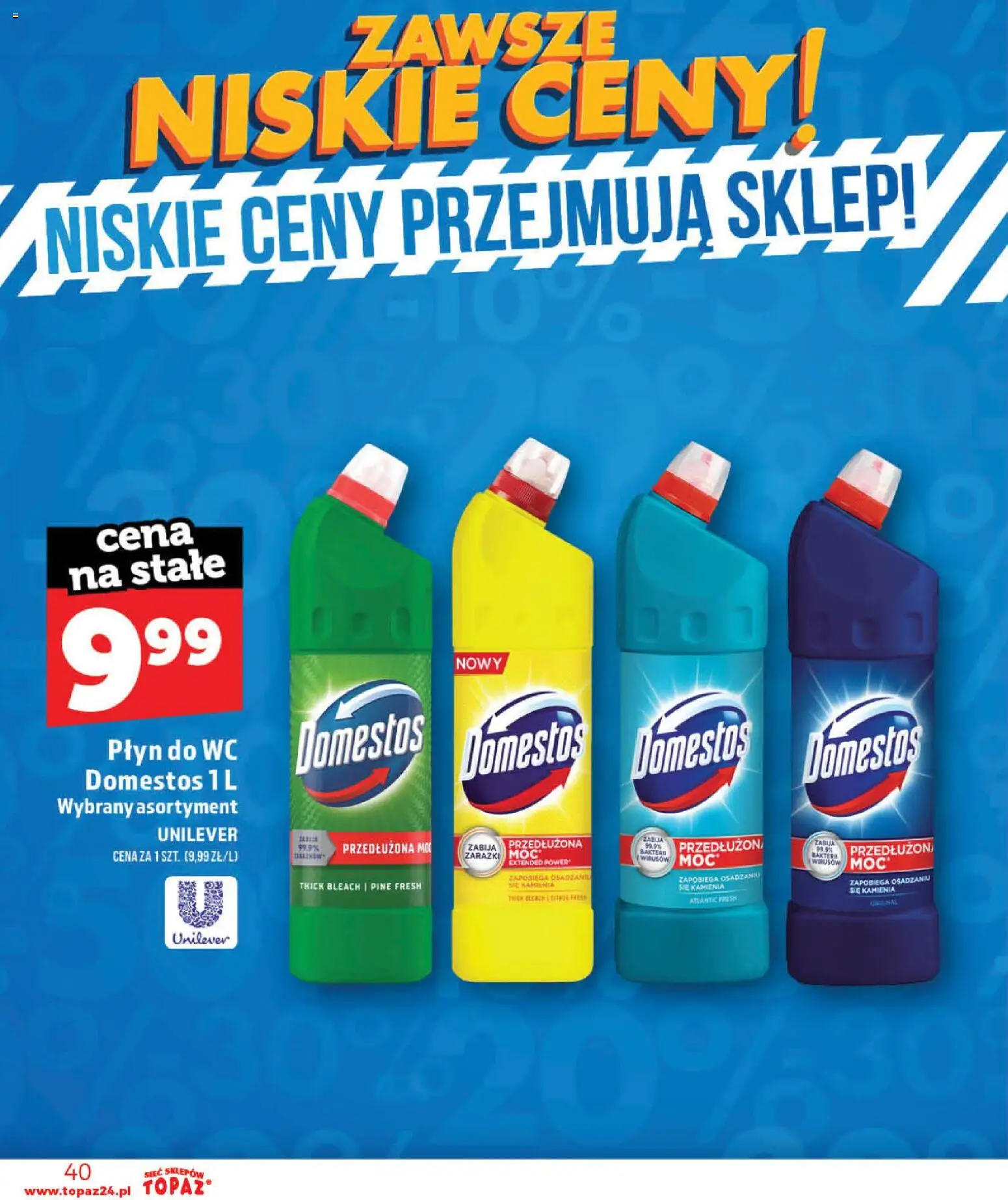 Topaz gazetka - Otwarcie Stoczek Łukowski od 30.05.2026 | Strona: 40 | Produkty: Domestos, Płyn do WC Domestos