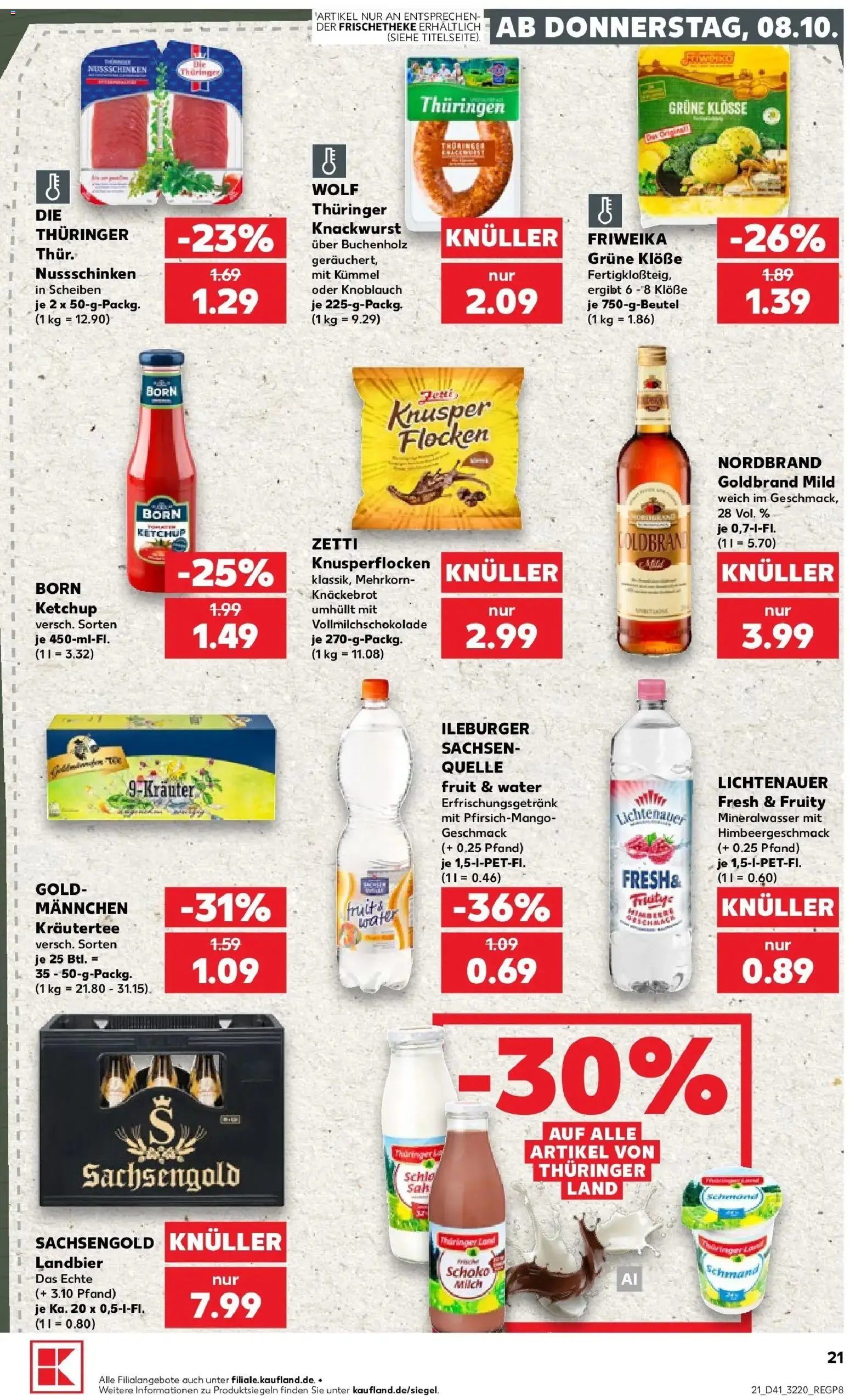 Prospekt Kaufland ab 08.10.2026 » Angebote Online zum Blättern | Seite: 21 | Produkte: Milch, Mineralwasser, Kräutertee, Ketchup