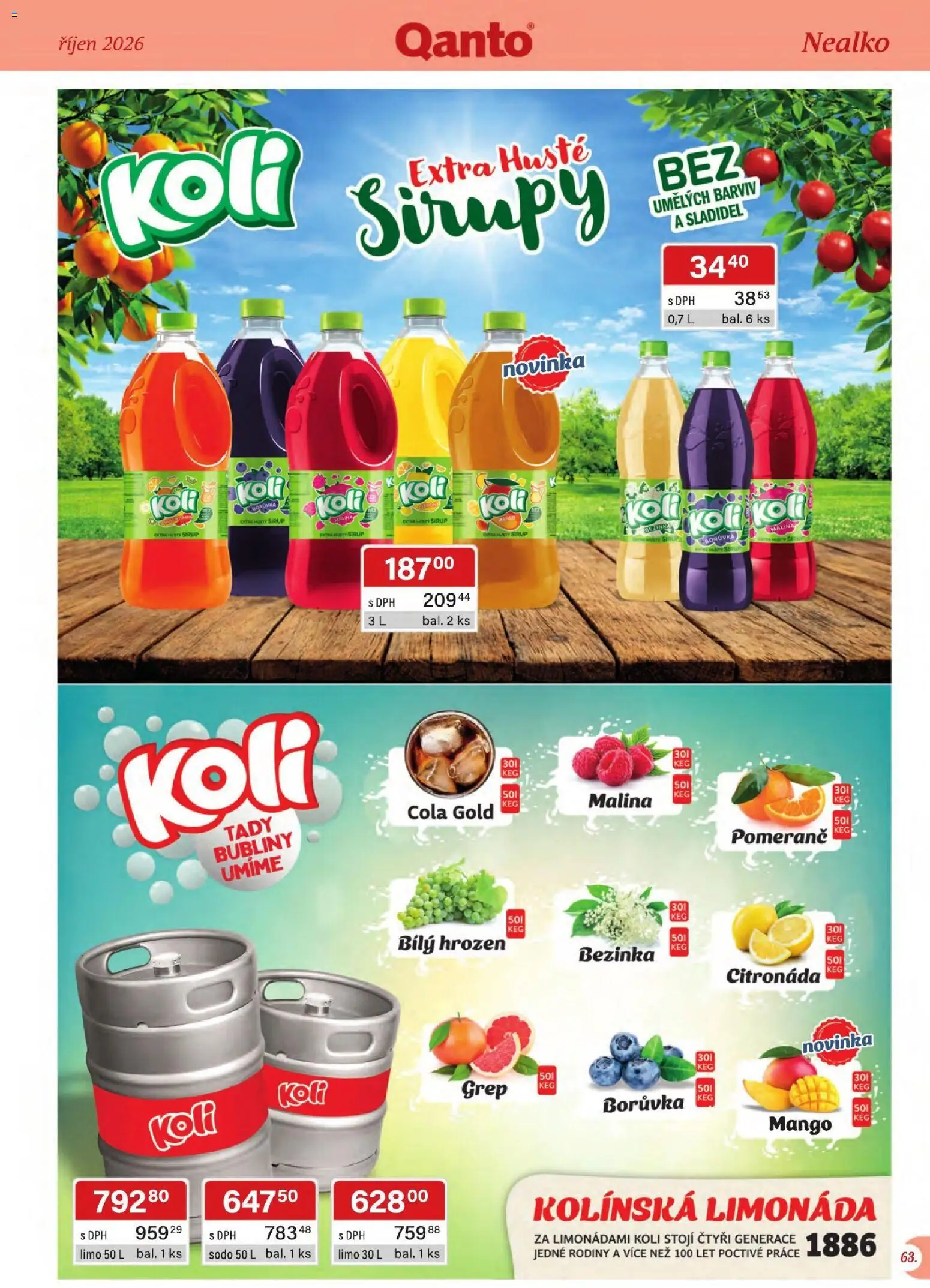 Astur & Qanto leták - Velkoobchod 10/2026 od 01.10.2026 | Strana: 63 | Produkty: Mango, Limonáda, Sirup, Cola