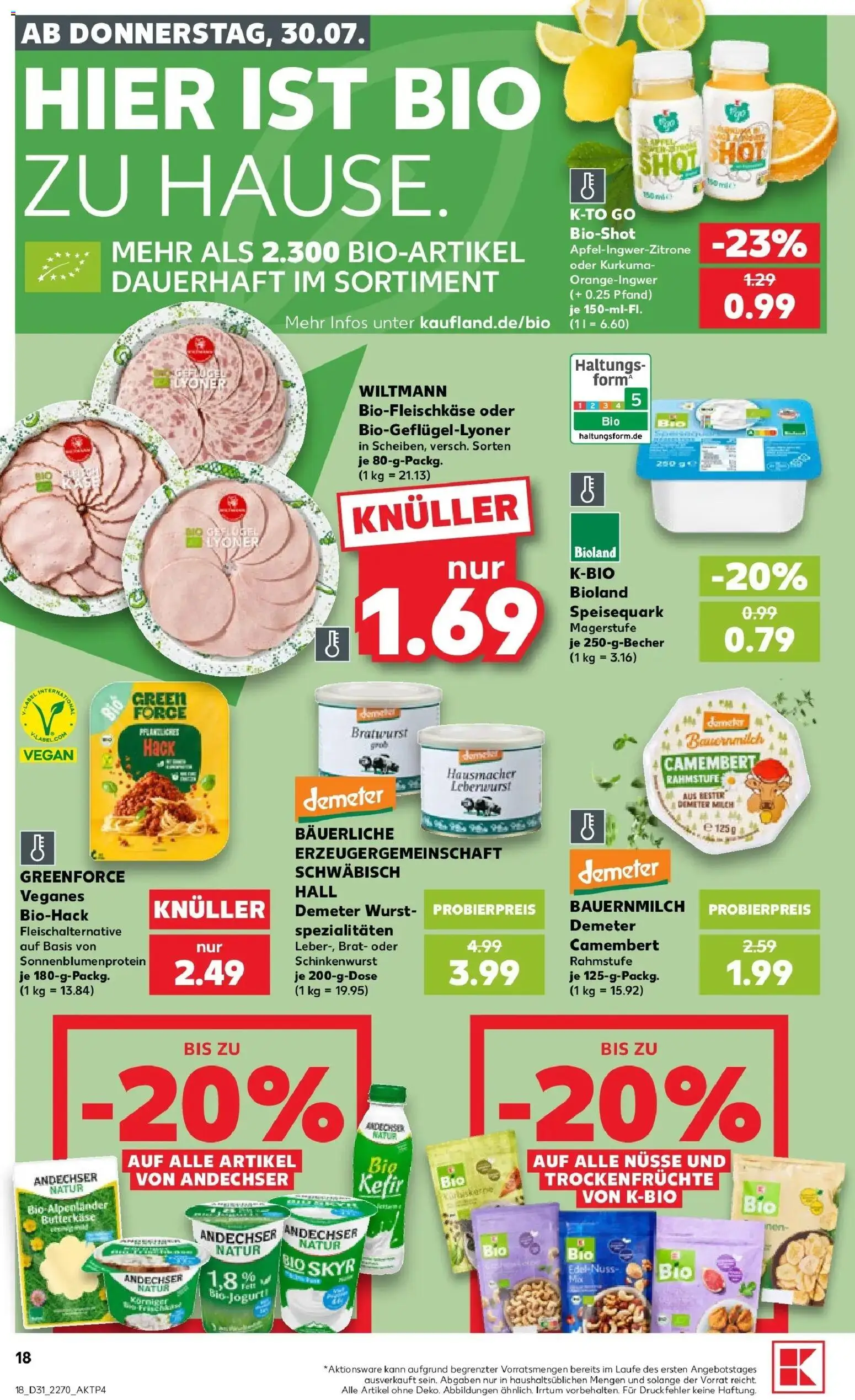Kaufland Prospekt Buchen – gültig ab 30.07.2026 | Seite: 18 | Produkte: Bratwurst, Wurst, Nüsse, Speisequark