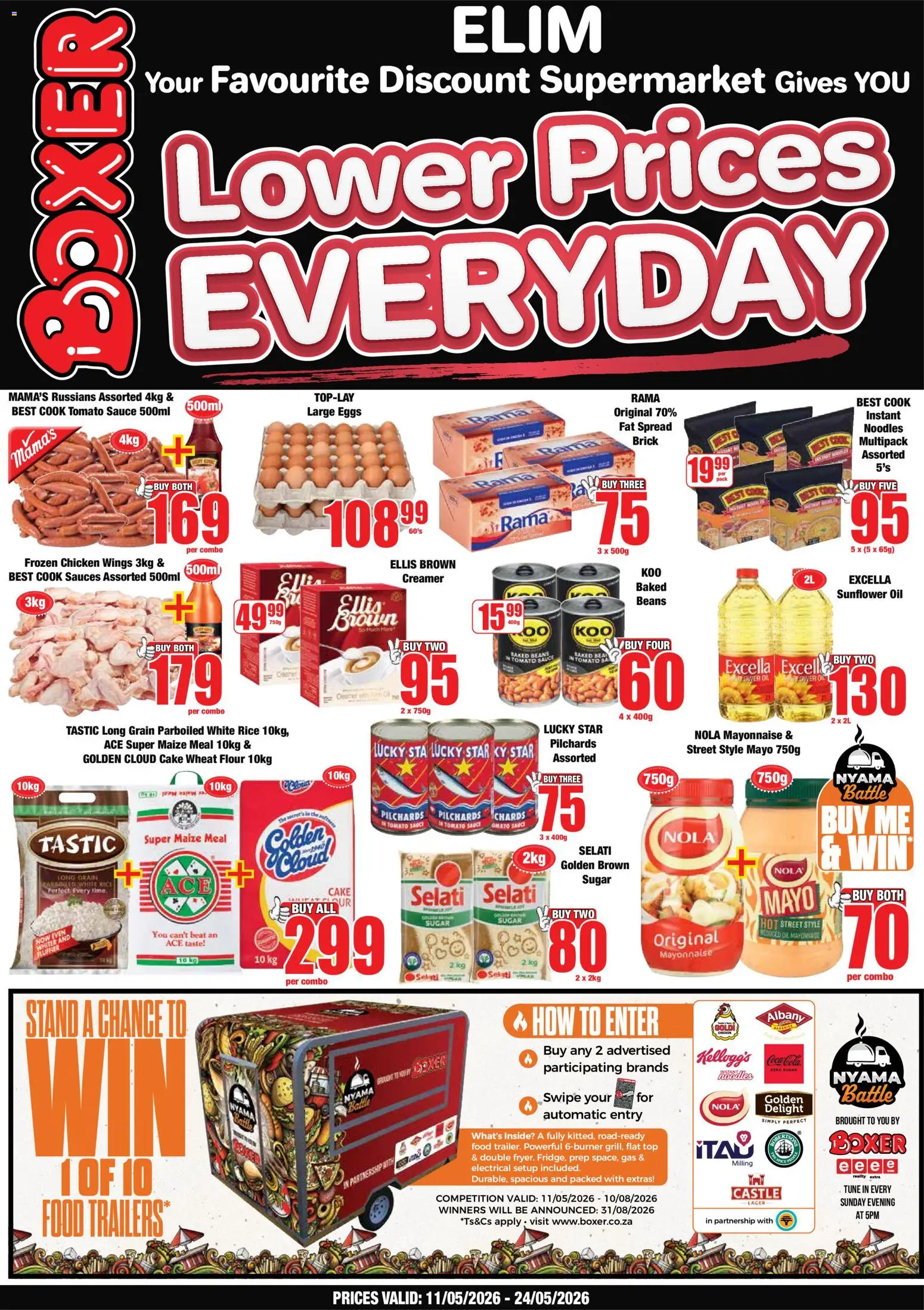 New Boxer catalogue – valid from 11.05.2026 | Page: 1 | Products: Sauces, Rice, Fat spread, Sugar