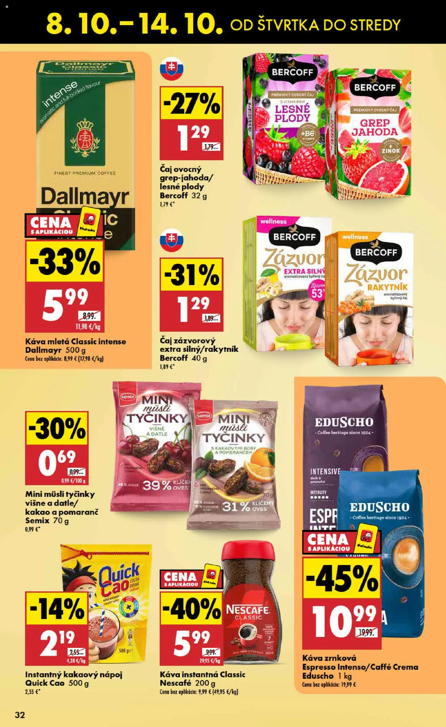 Nové Biedronka akcie – leták je platný od 08.10.2026 | Strana: 32 | Produkty: Čaj, Grep, Nescafé Classic, Bylinný čaj
