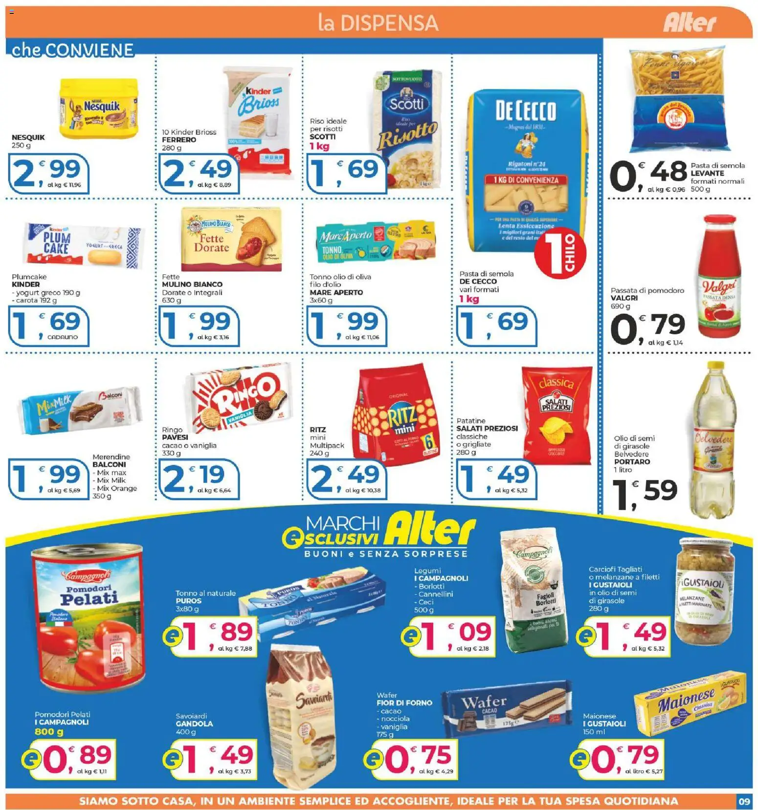 Volantino Alter Discount del 29/10/2026 | Pagina: 9 | Prodotti: Olio di semi, Tonno, Forno, Savoiardi