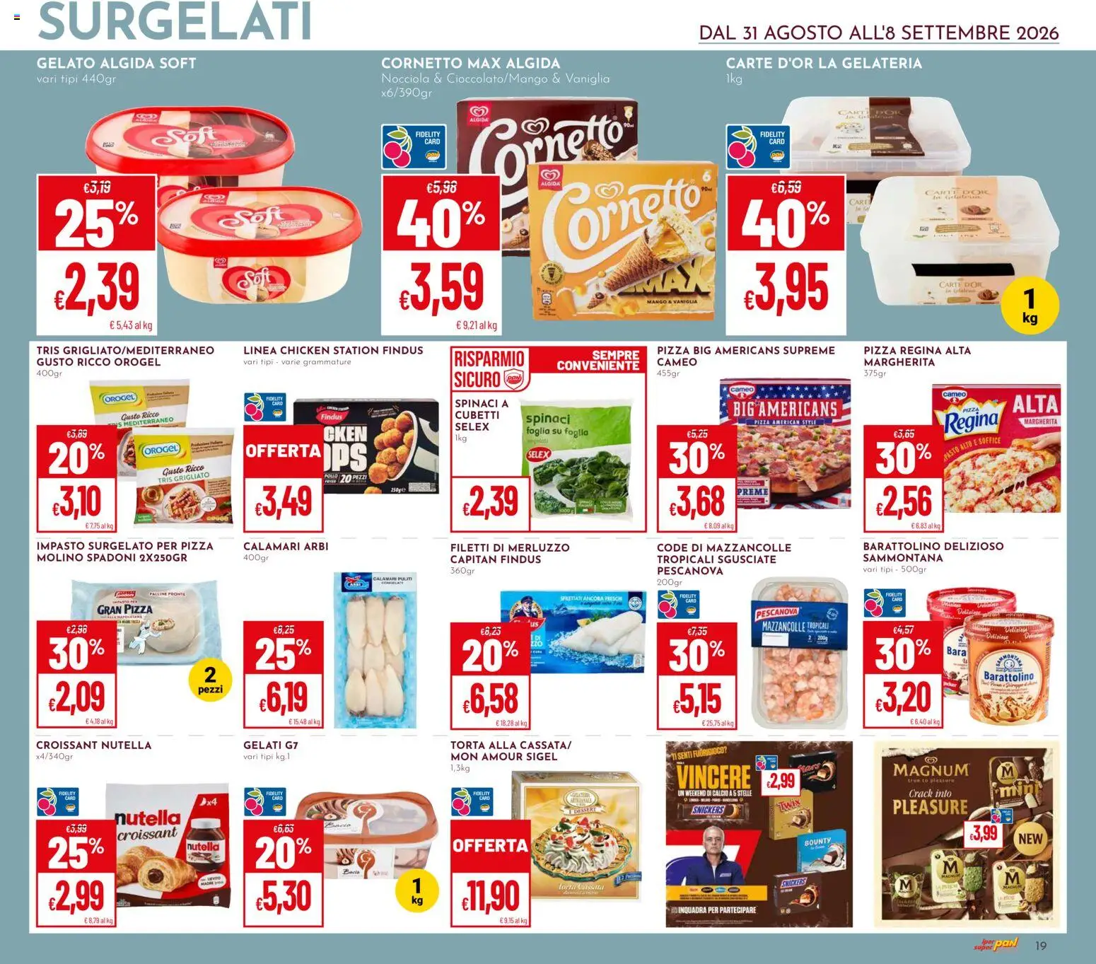 Volantino Pan del 31/08/2026 | Pagina: 19 | Prodotti: Merluzzo, Calamari, Torta, Croissant