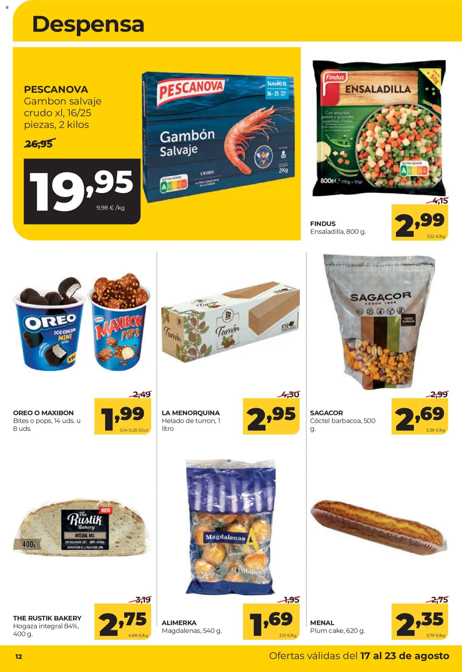 Alimerka folleto │ válido desde el 17/08/2026 | Página: 12 | Productos: Ensaladilla, Oreo, Helado, Magdalenas
