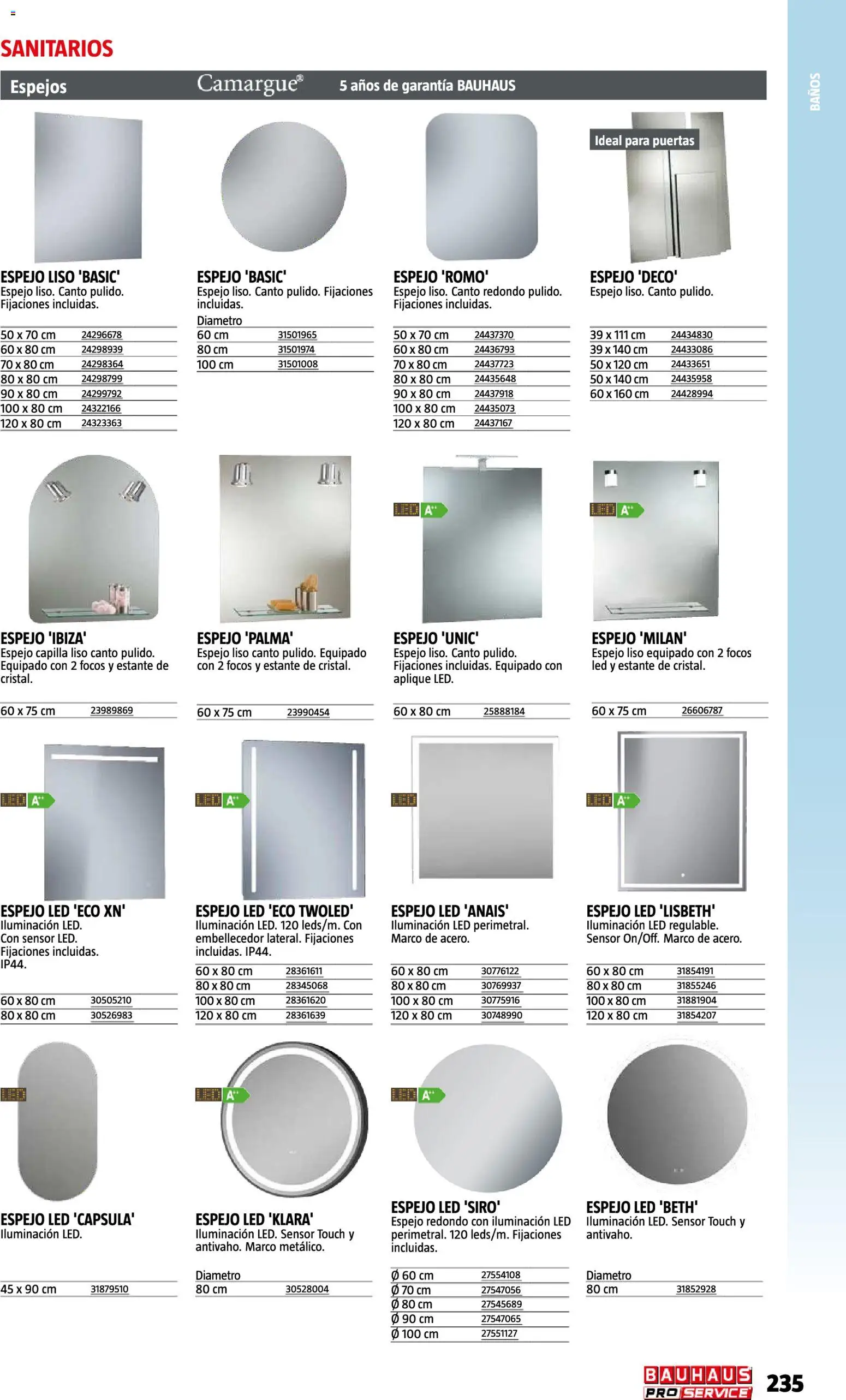 Bauhaus ProService │ válido desde el 11/05/2026 | Página: 235 | Productos: Iluminación, Estante, Espejo, Puertas