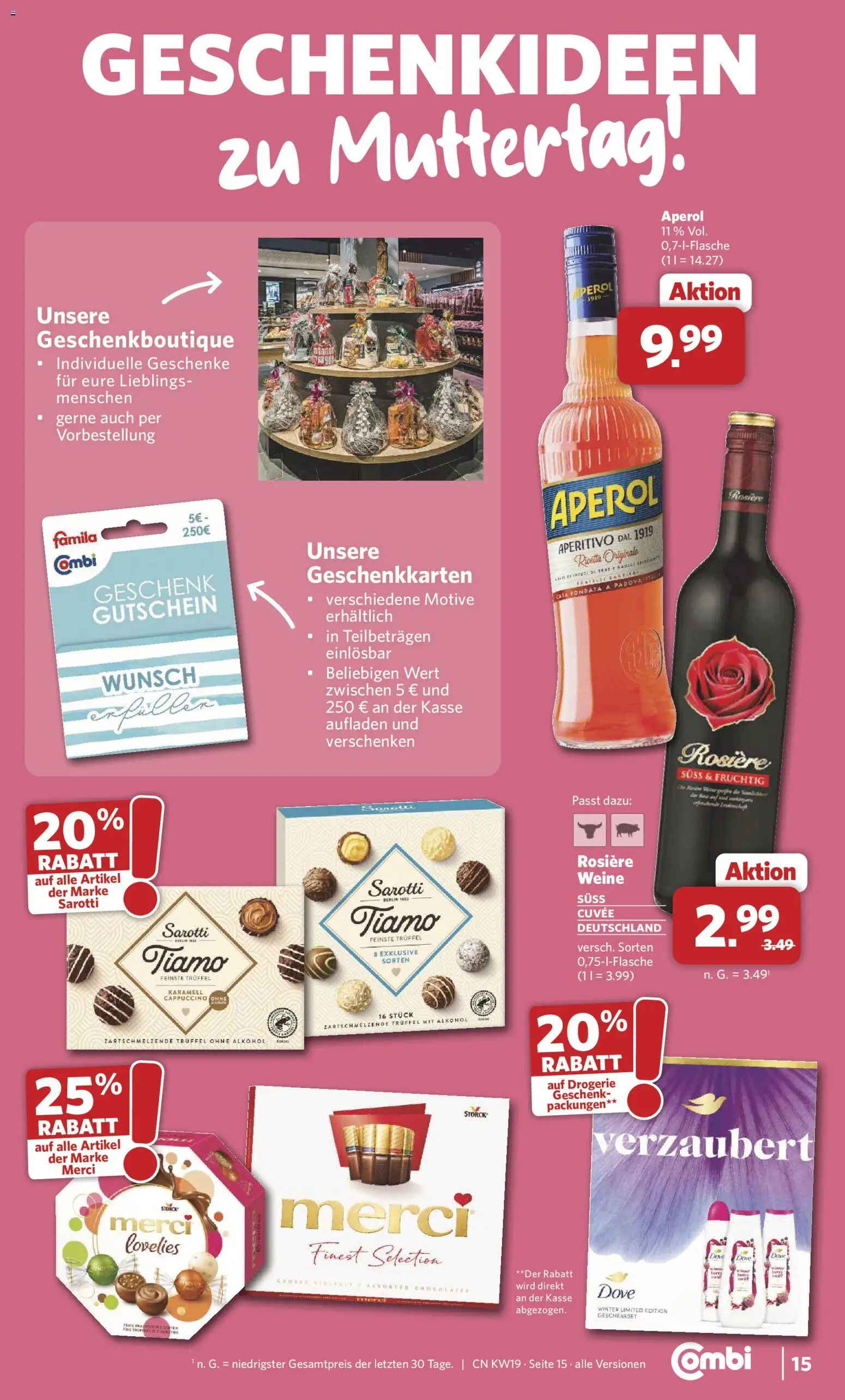 Combi Prospekt 	 – gültig ab 04.05.2026 | Seite: 15 | Produkte: Merci, Aperol