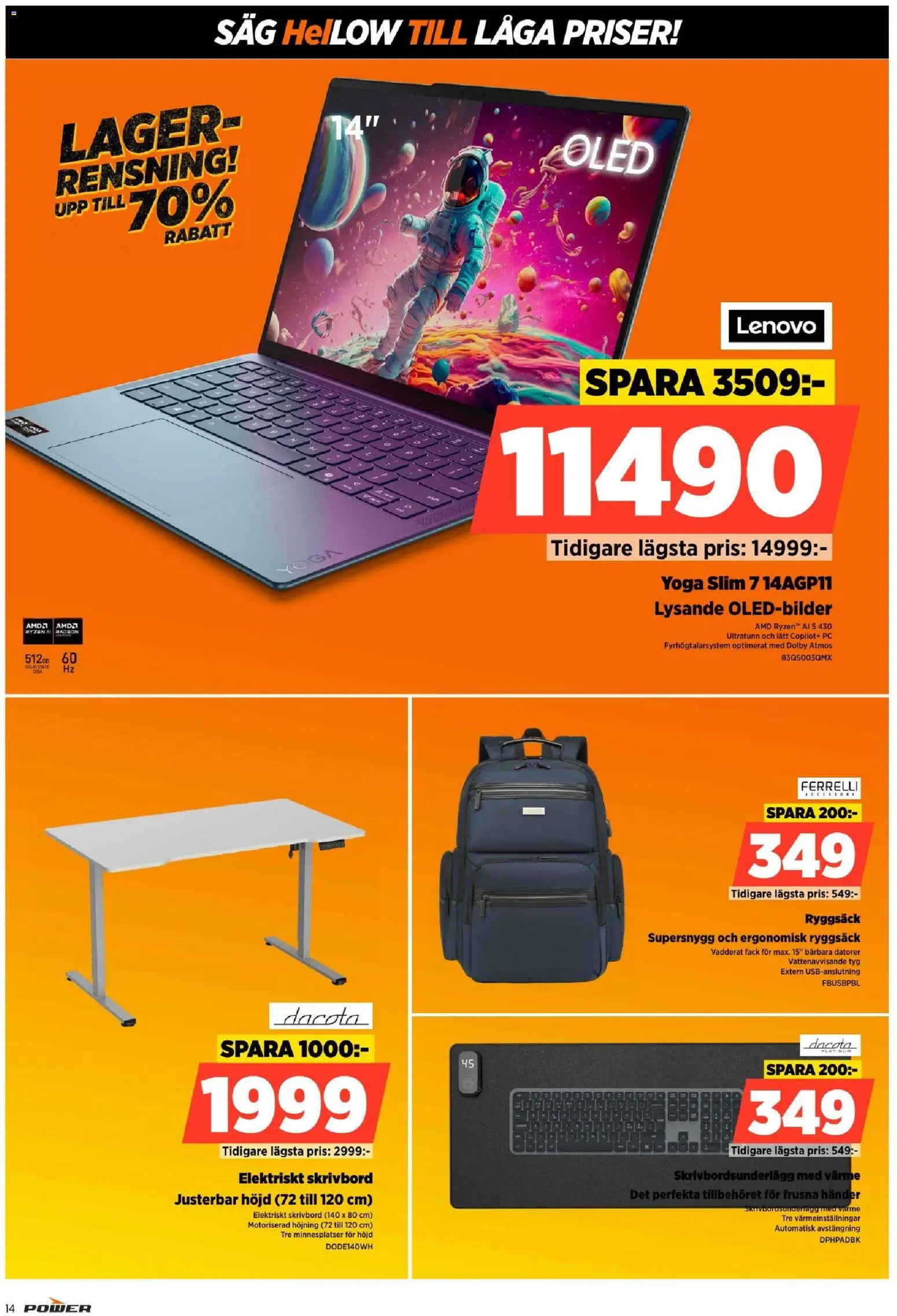Power reklamblad aktuell från 12/10/2026 | Sida: 14 | Produkter: Skrivbord, Såg, Ryggsäck, PC