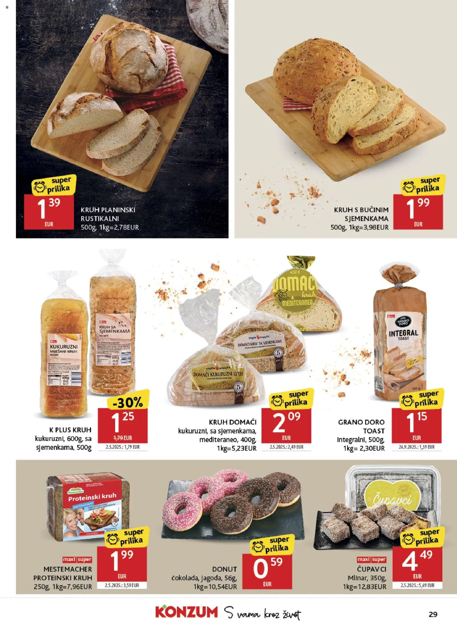 Konzum katalog | vrijedi od 14.10.2026 | Stranica: 29 | Proizvodi: Kruh, Proteinski kruh, Toast