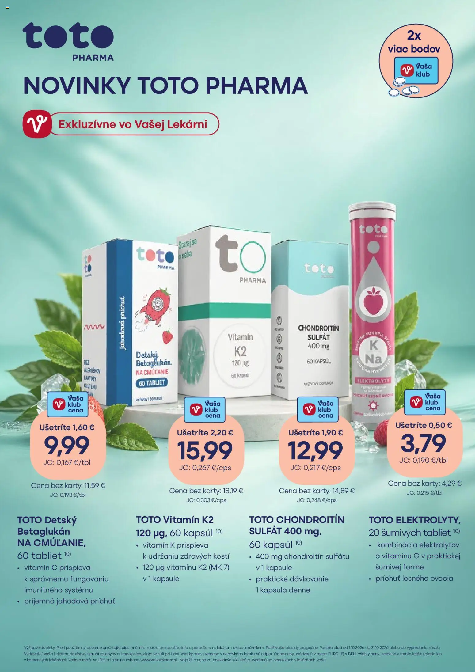 Nové Vaša lekáreň akcie – leták je platný od 01.10.2026 | Strana: 2 | Produkty: Kapsule