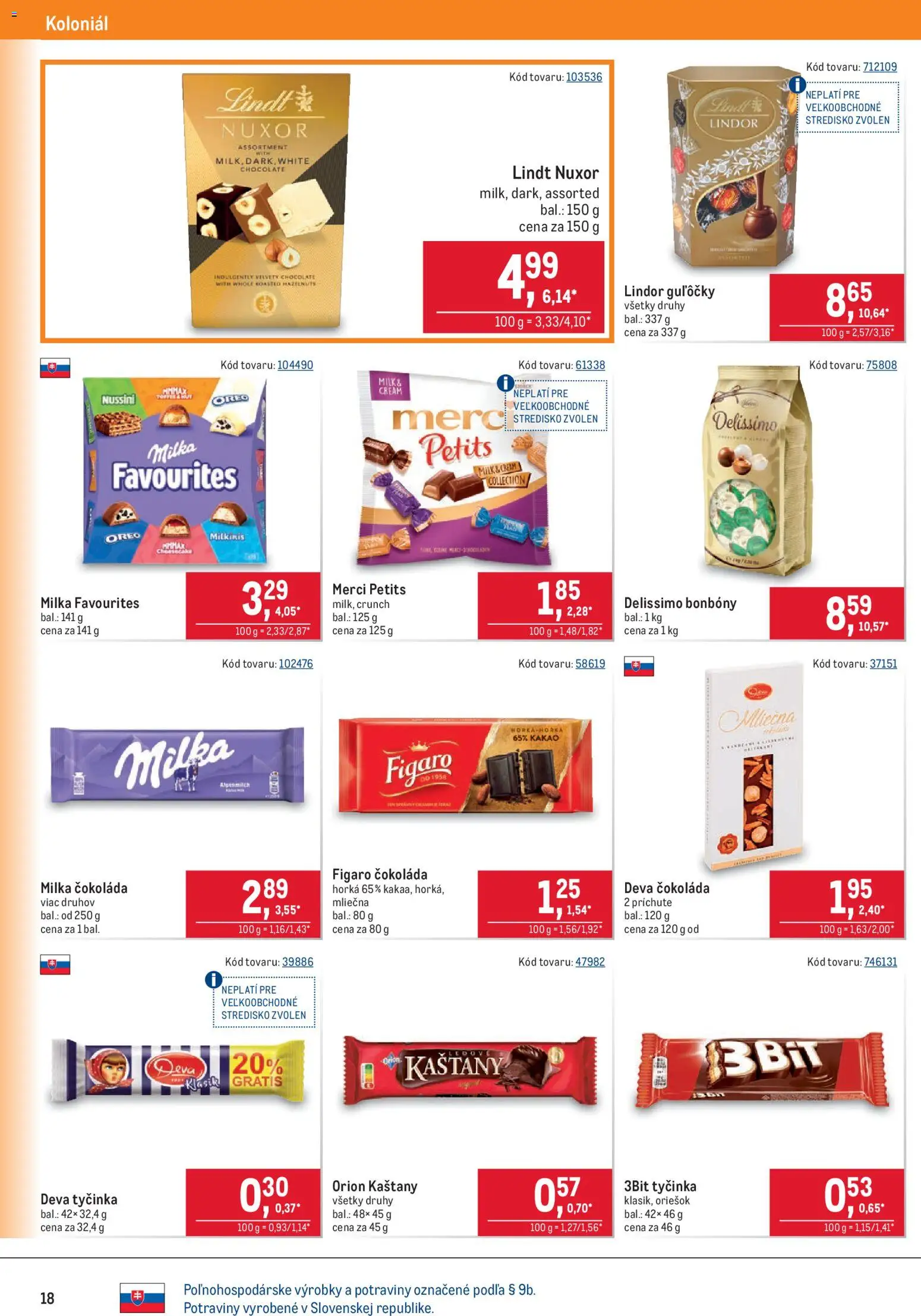 Nové Metro akcie – leták je platný od 29.07.2026 | Strana: 18 | Produkty: Lindor, Lindt, Milka, Kakao