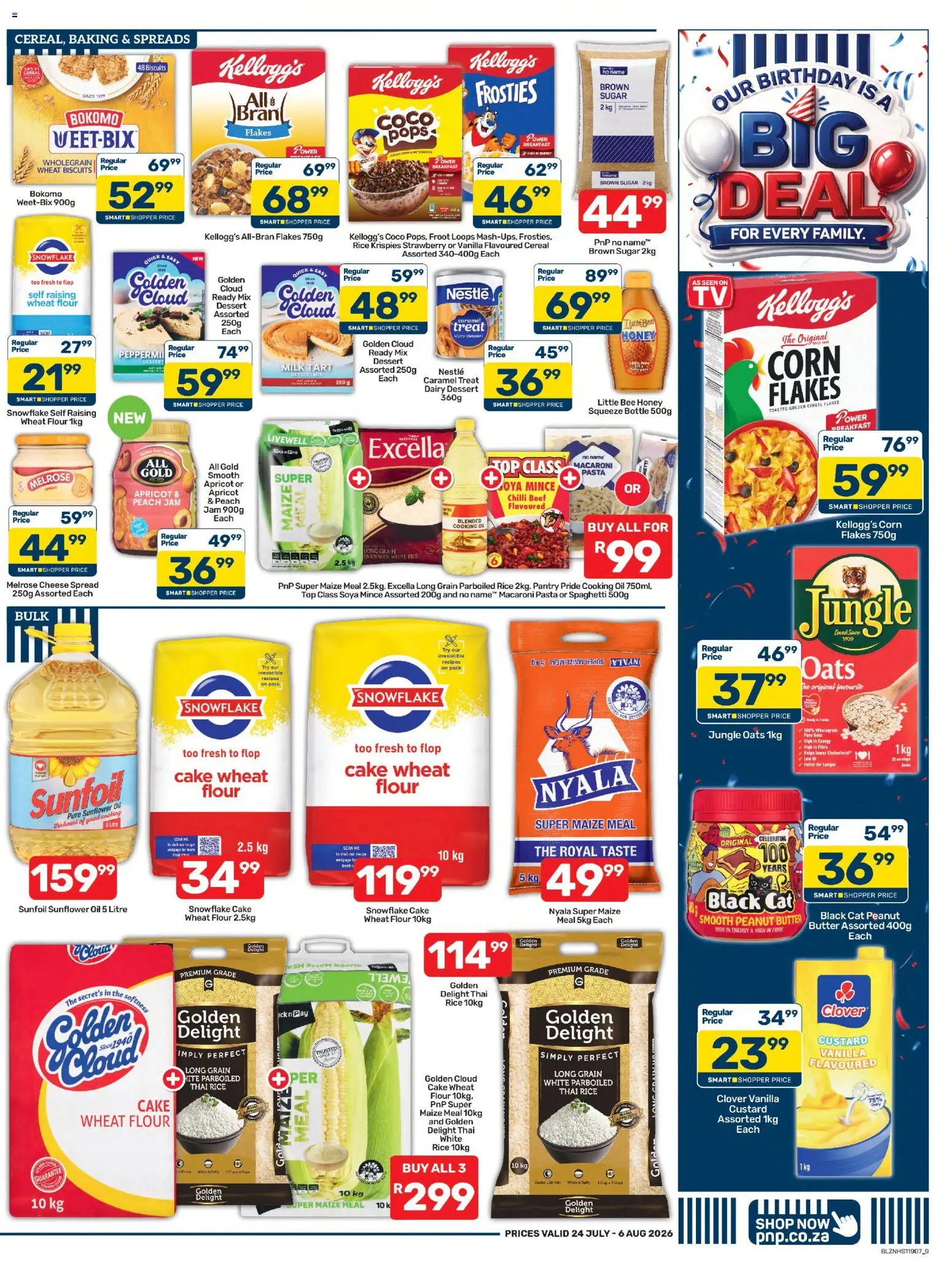 New Pick n Pay catalogue – valid from 24/07/2026 | Page: 9 | Products: Corn, Peanut butter, Peach, Caramel