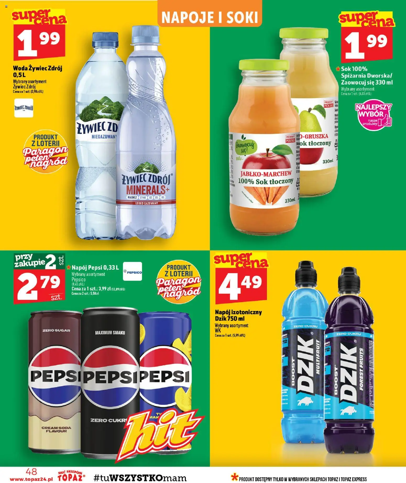Topaz gazetka od 03.09.2026 | Strona: 48 | Produkty: Woda żywiec, Napoje, Pepsi, Woda
