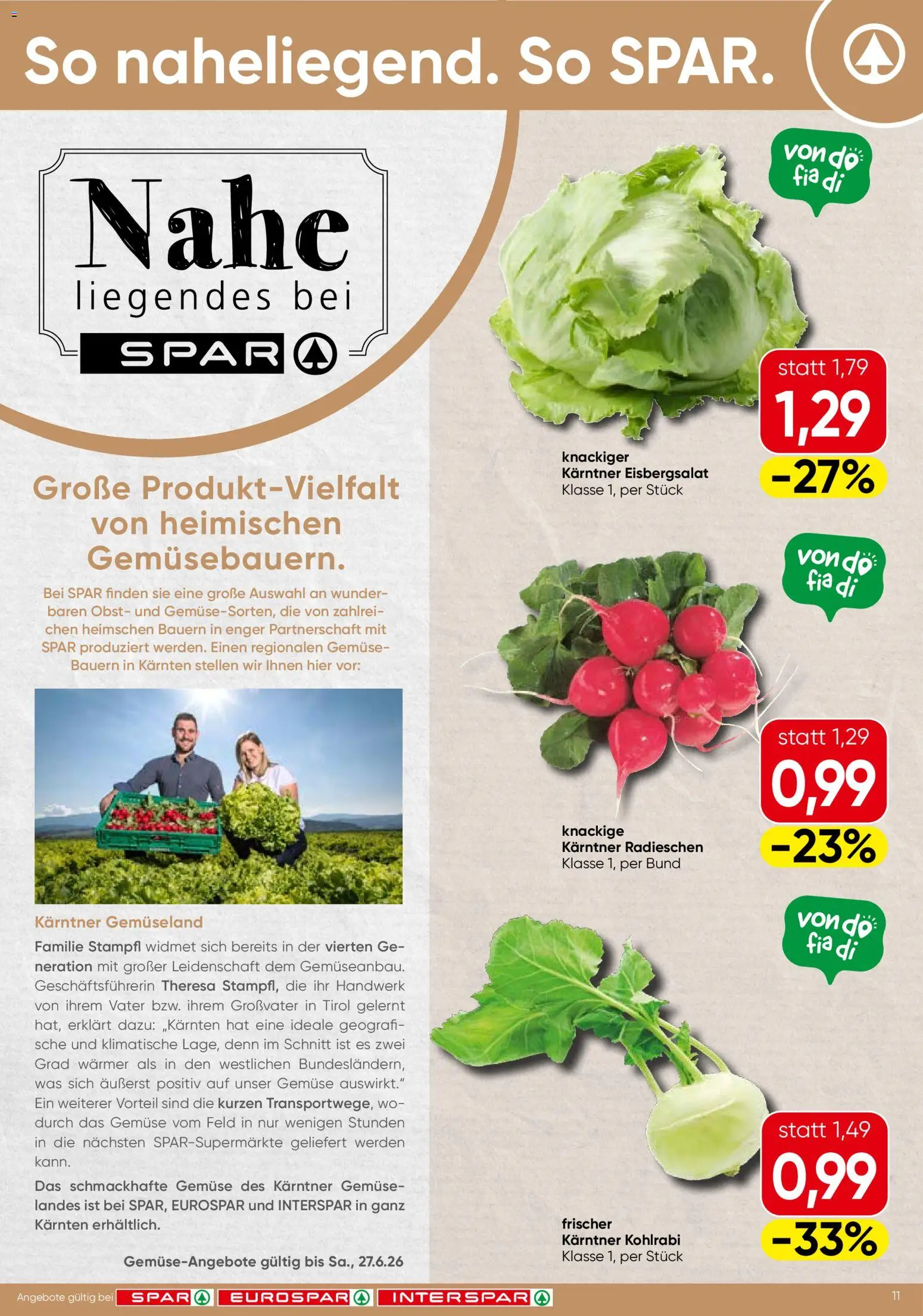 Spar Flugblatt - Kärnten gültig ab 25.06.2026 | Seite: 11 | Produkte: Gemüse, Obst