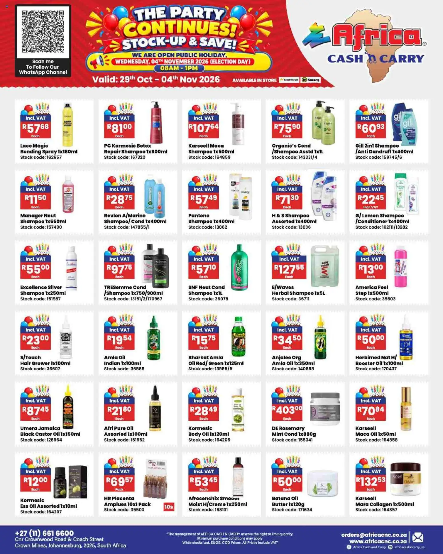 New Africa Cash & Carry catalogue – valid from 29/10/2026 | Page: 2 | Products: PC, Butter, Shampoo, Lemon