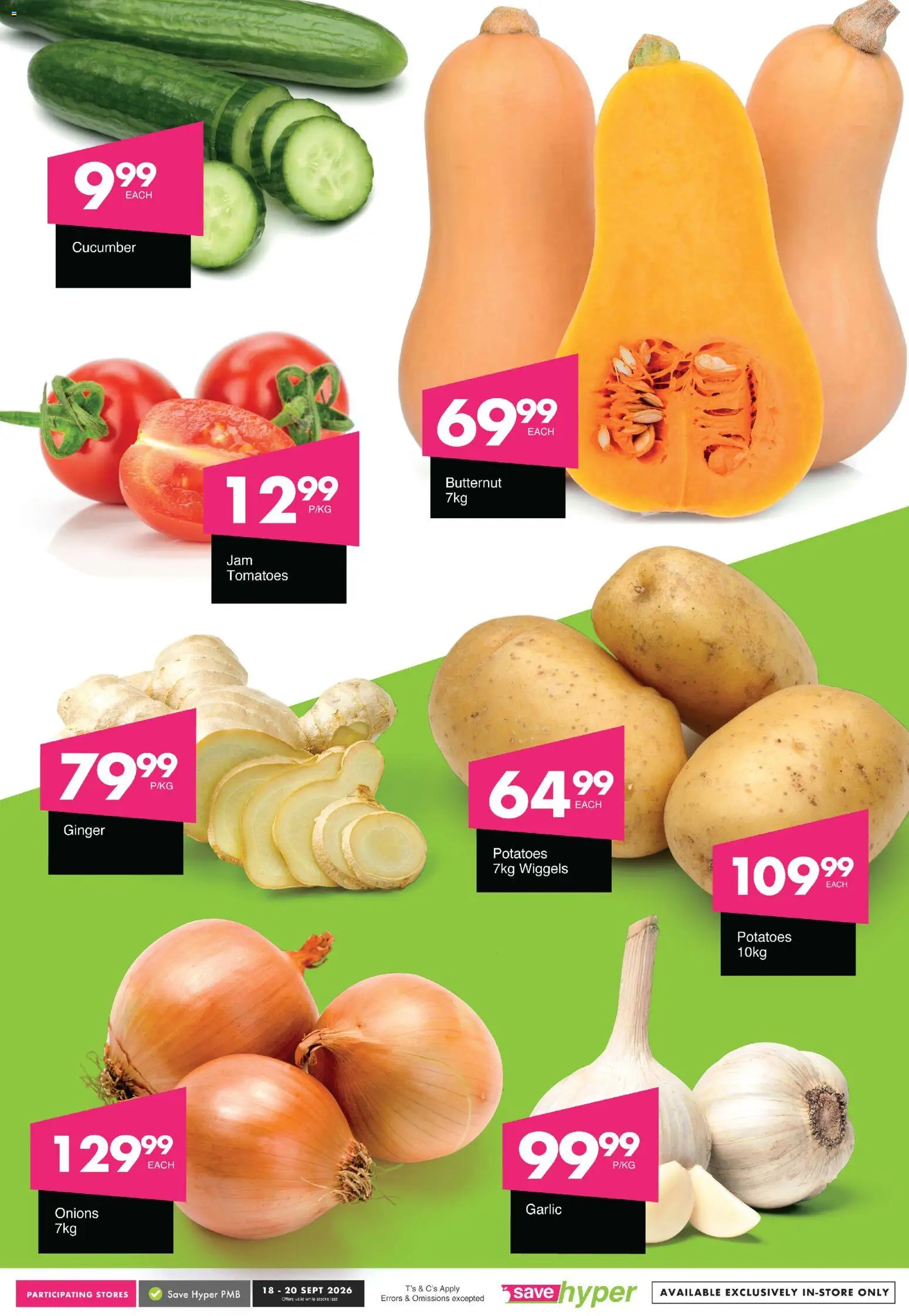New Save catalogue – valid from 18/09/2026 | Page: 4 | Products: Tomatoes, Potatoes, Onions, Garlic