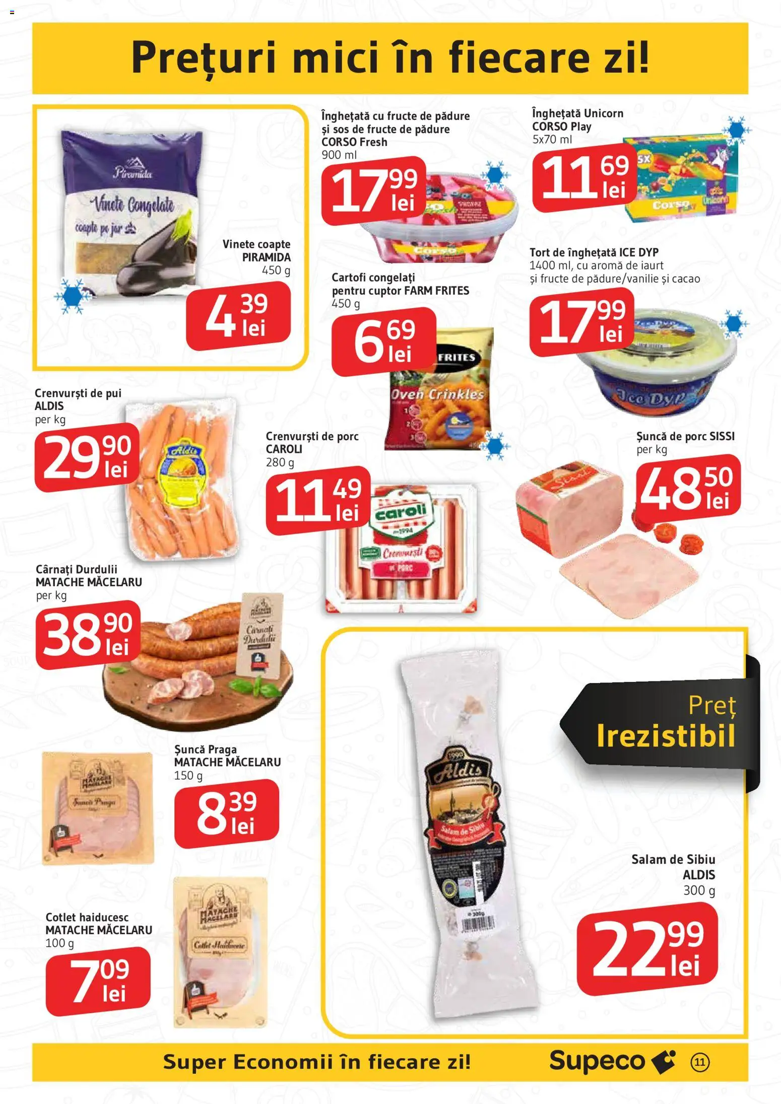 Noul catalog Supeco – valabil de la 06.08.2026 | Pagină: 11 | Produse: Mici, Iaurt, Șuncă, Înghețată