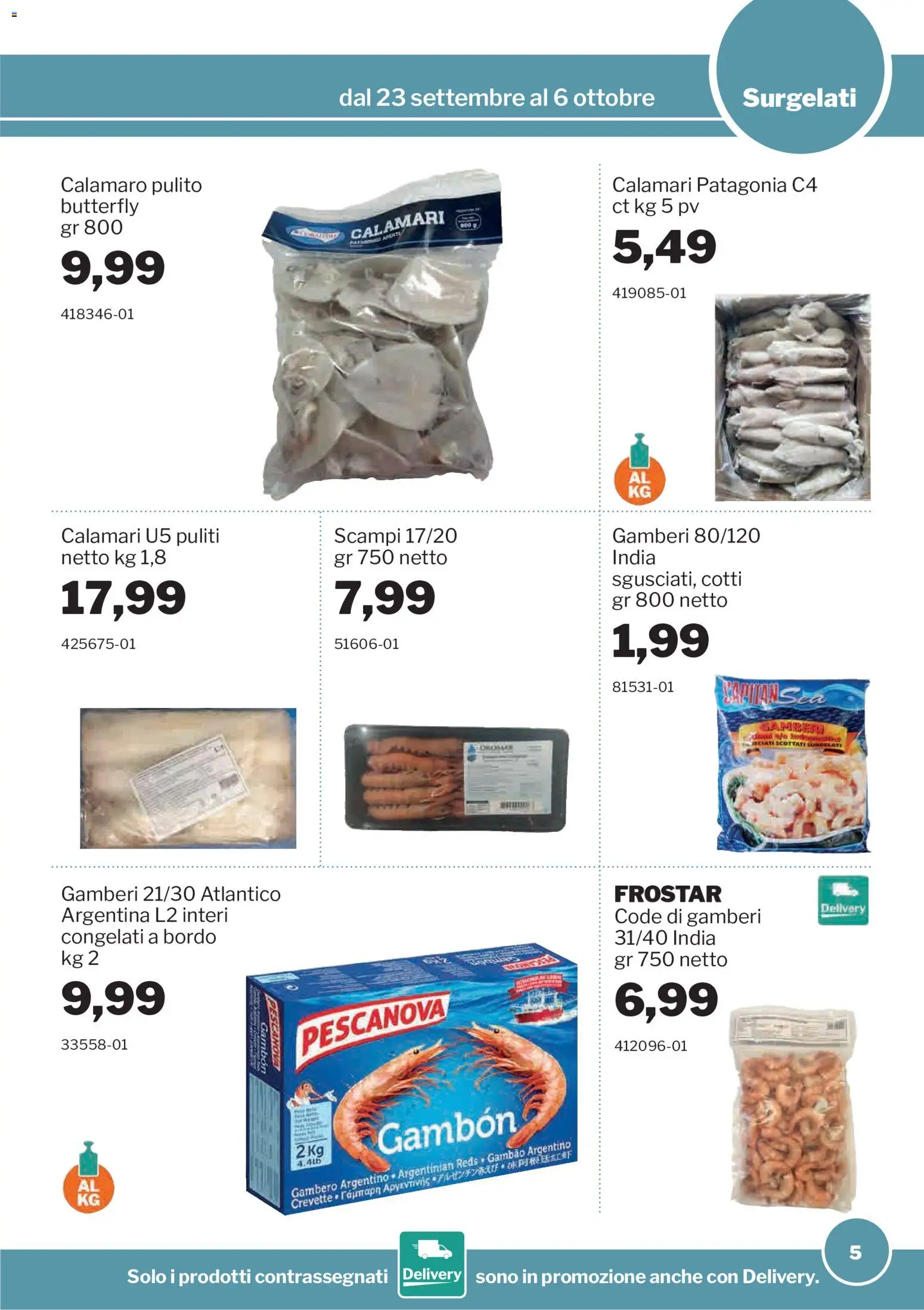 Volantino Sogegross del 23/09/2026 | Pagina: 5 | Prodotti: Gamberi, Calamari