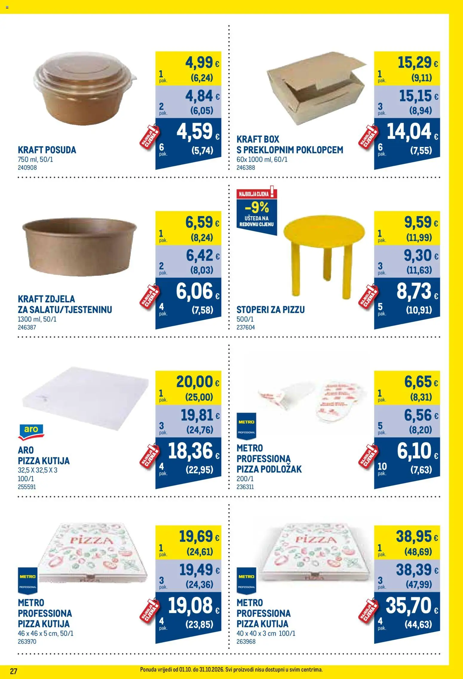 Metro katalog | vrijedi od 01.10.2026 | Stranica: 27 | Proizvodi: Kutija, Pizza, Zdjela