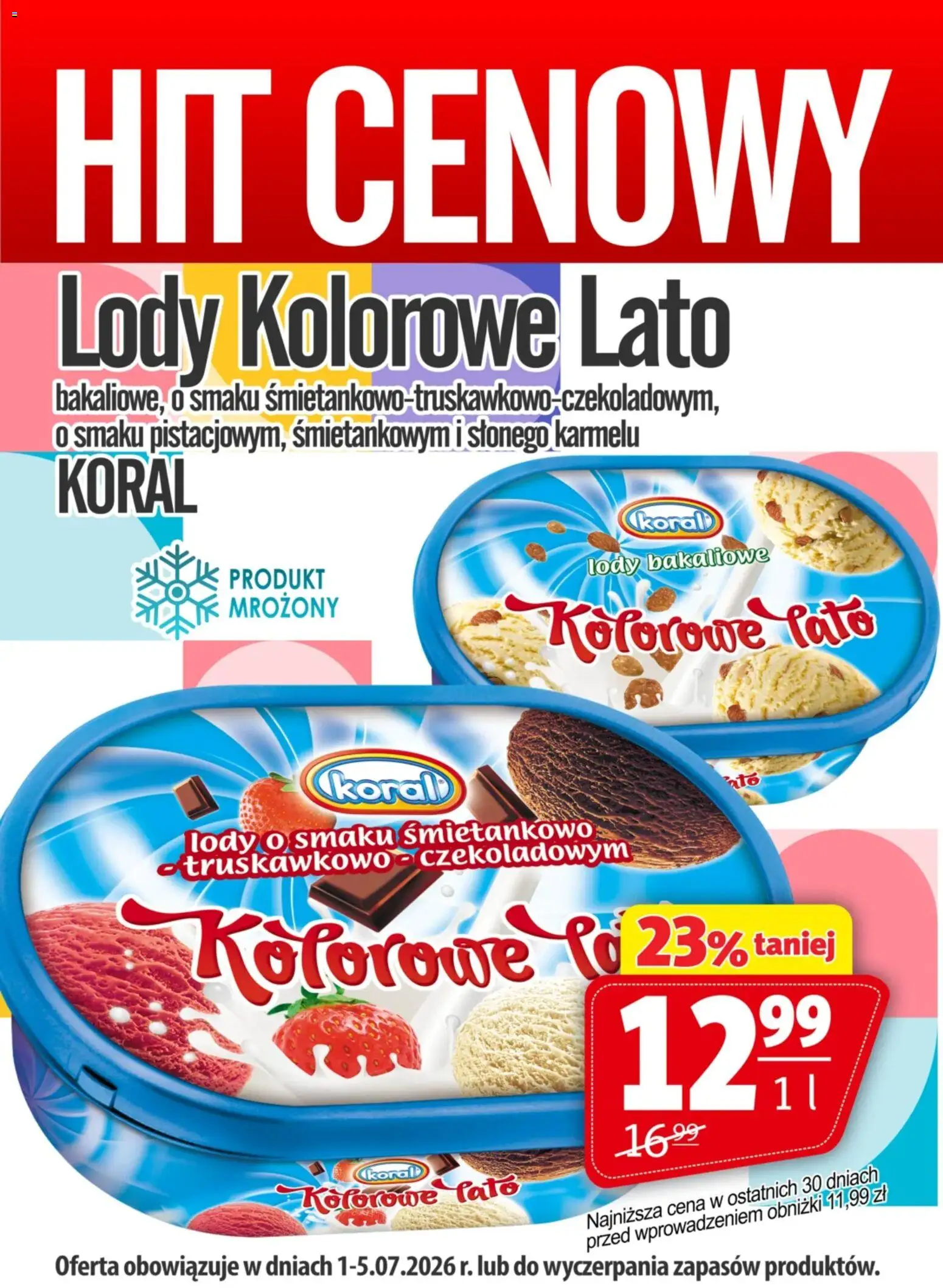 Prim Market promocja - Lody Kolorowe Lato Koral od 01.07.2026 | Strona: 1 | Produkty: Lody