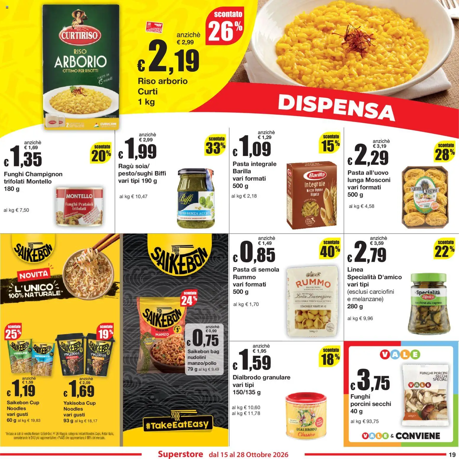 Volantino Sì con Te del 15/10/2026 | Pagina: 19 | Prodotti: Riso, Rummo, Pasta di semola, Zucchine