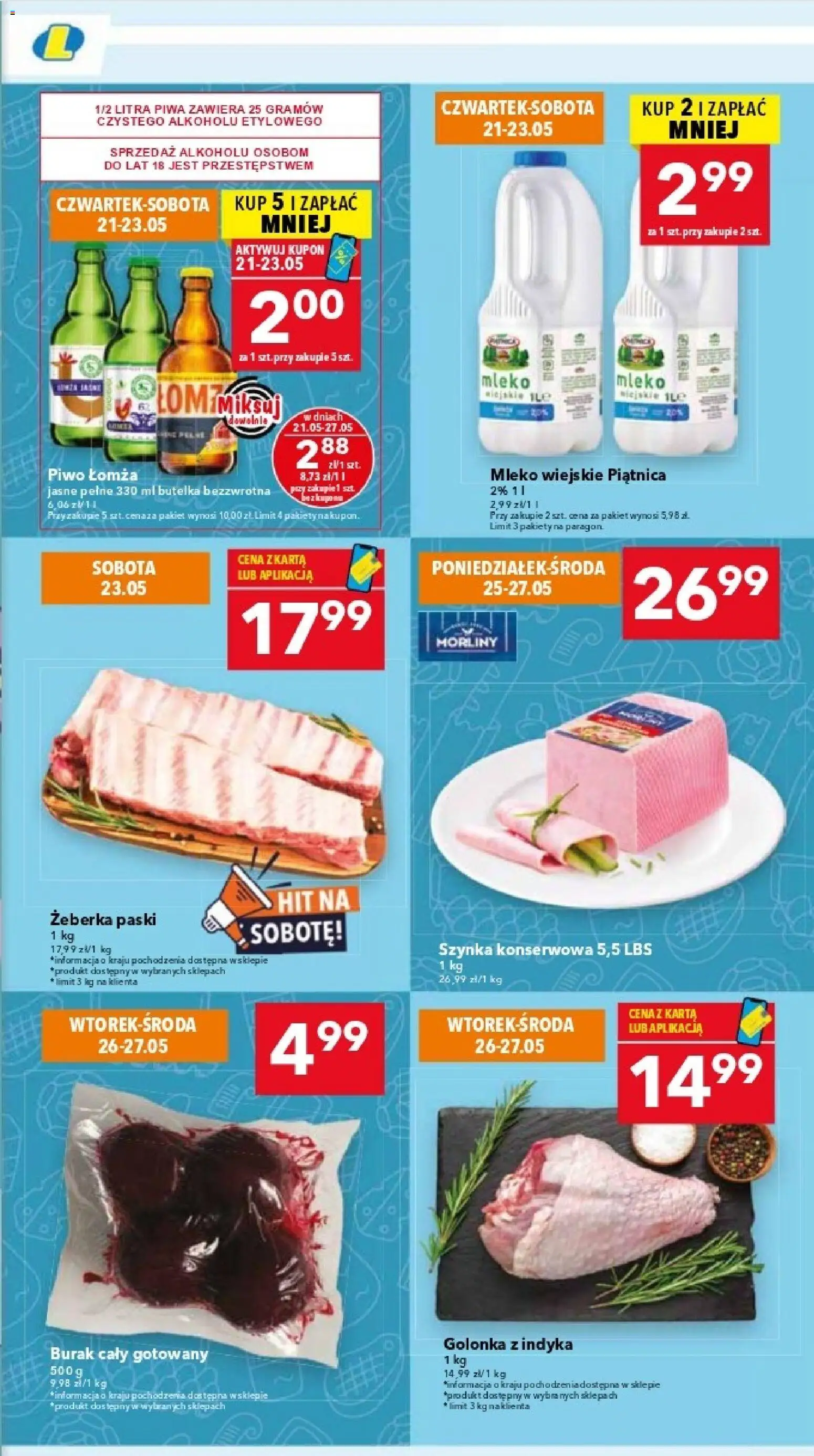 Lewiatan gazetka - Warszawa od 21.05.2026 | Strona: 3 | Produkty: Burak, Karta, Mleko, Piwo