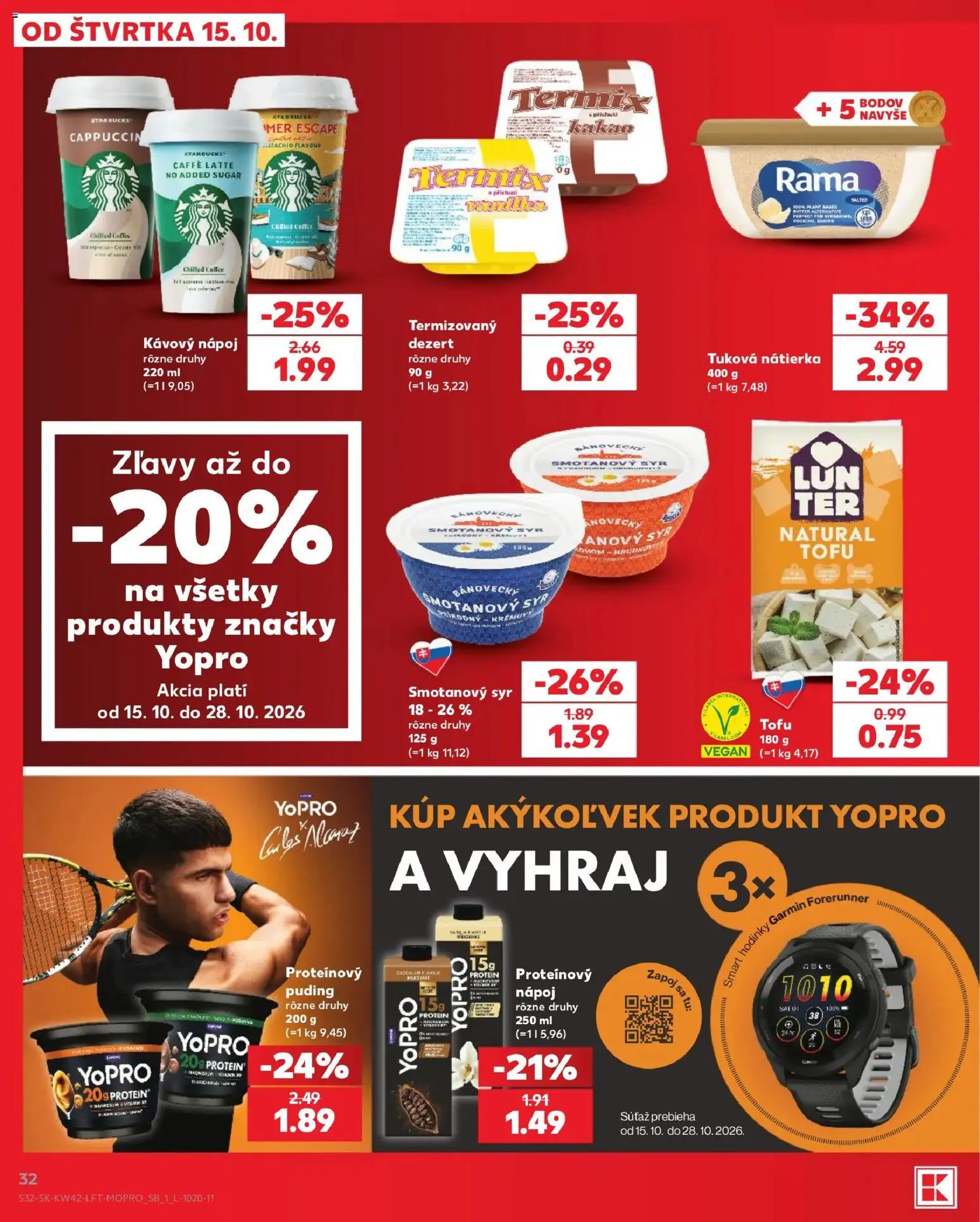 Nové Kaufland akcie – leták je platný od 15.10.2026 | Strana: 32 | Produkty: Garmin, Smart hodinky, Hodinky, Kakao