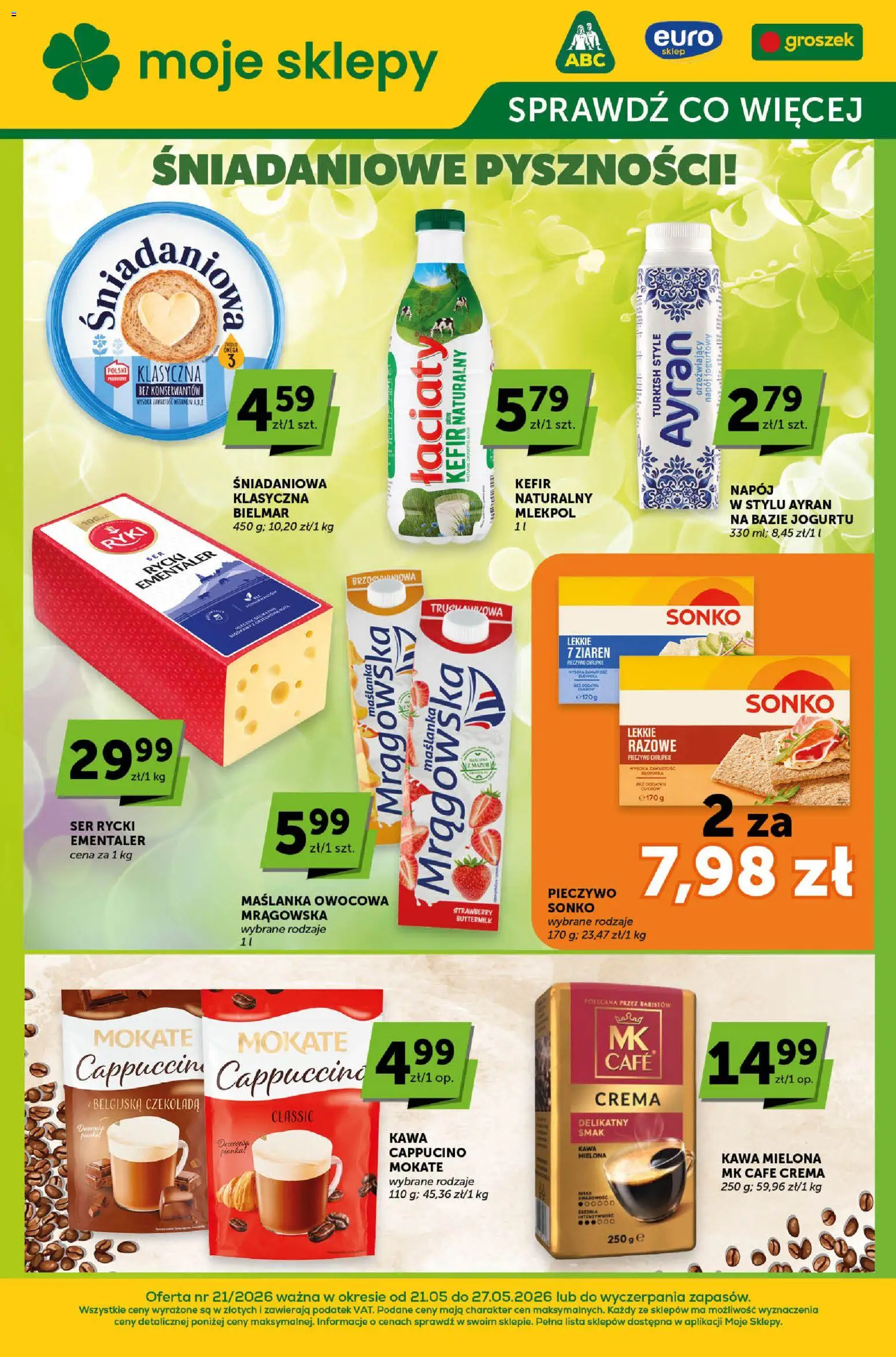 Euro Sklep gazetka - Sprawdź, co więcej od 21.05.2026 | Strona: 1 | Produkty: Groszek, Pieczywo chrupkie, Kefir naturalny, Ser
