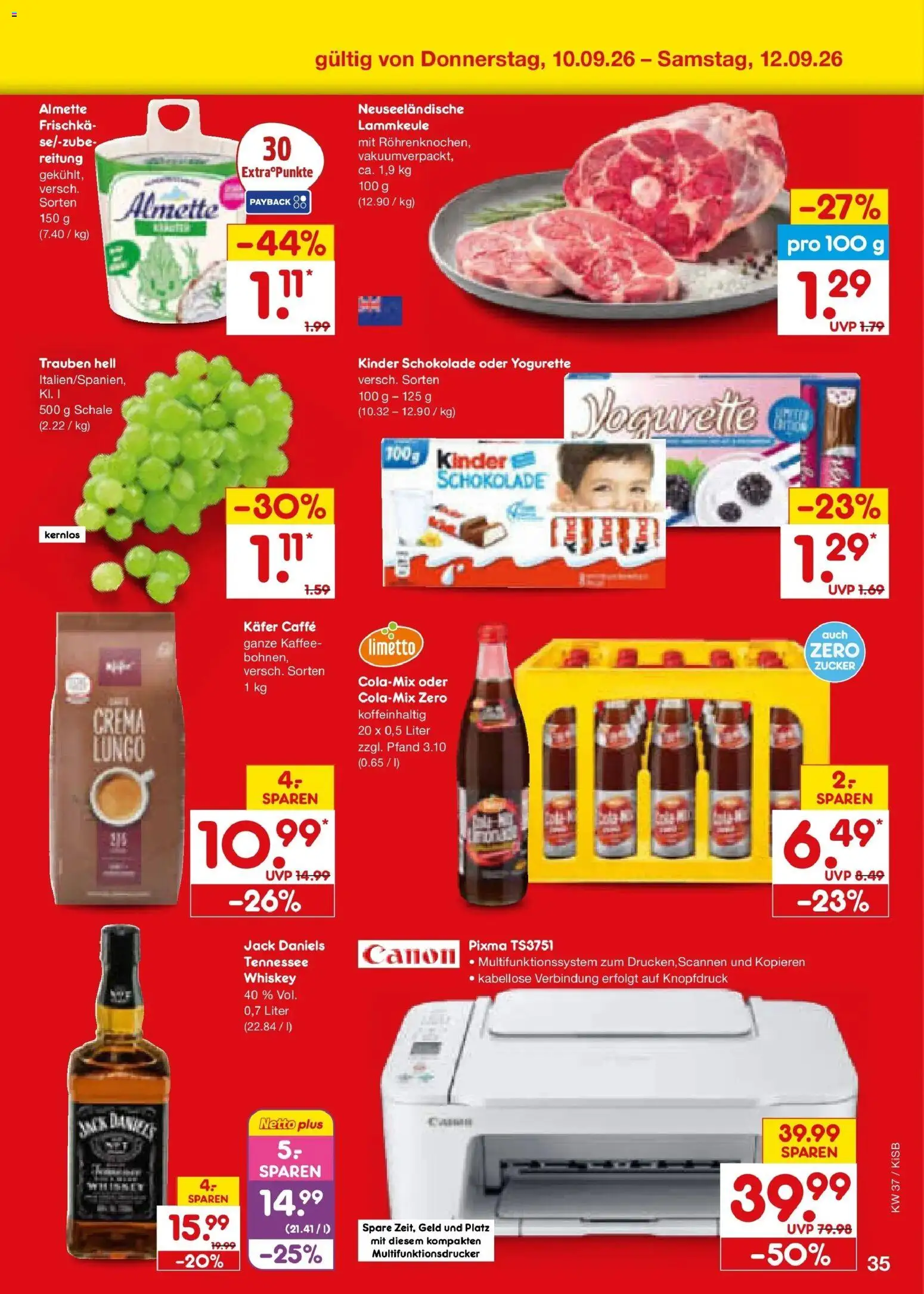 Netto Marken-Discount Prospekt Nürnberg – gültig ab 07.09.2026 | Seite: 53 | Produkte: Lammkeule, Almette, Kaffee, Whiskey