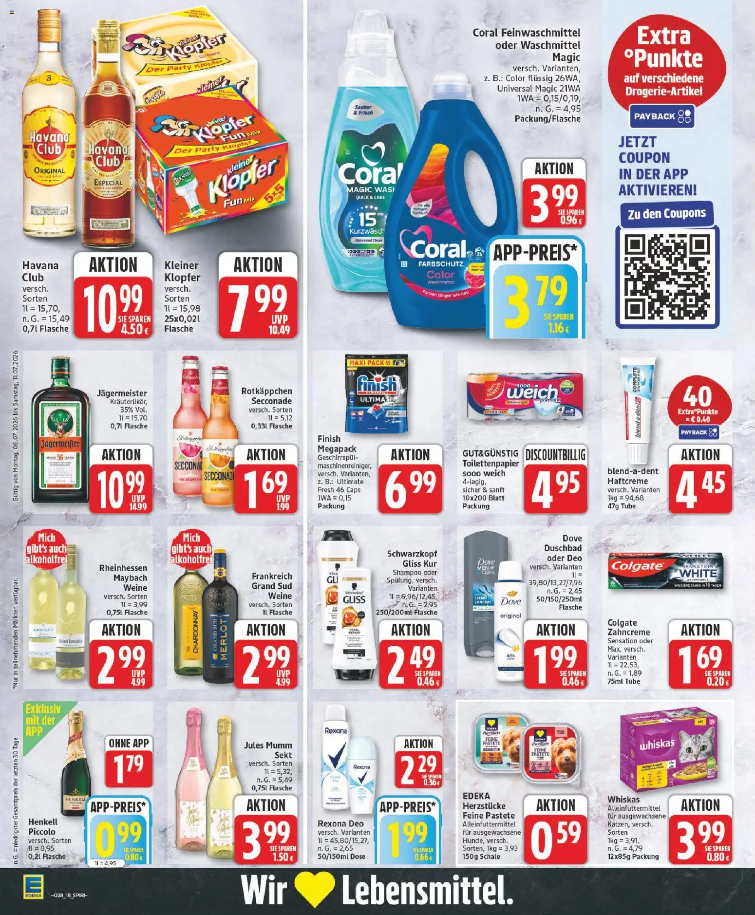 Edeka Prospekt – gültig ab 06.07.2026 | Seite: 18 | Produkte: Sekt, Finish, Jägermeister, Whiskas