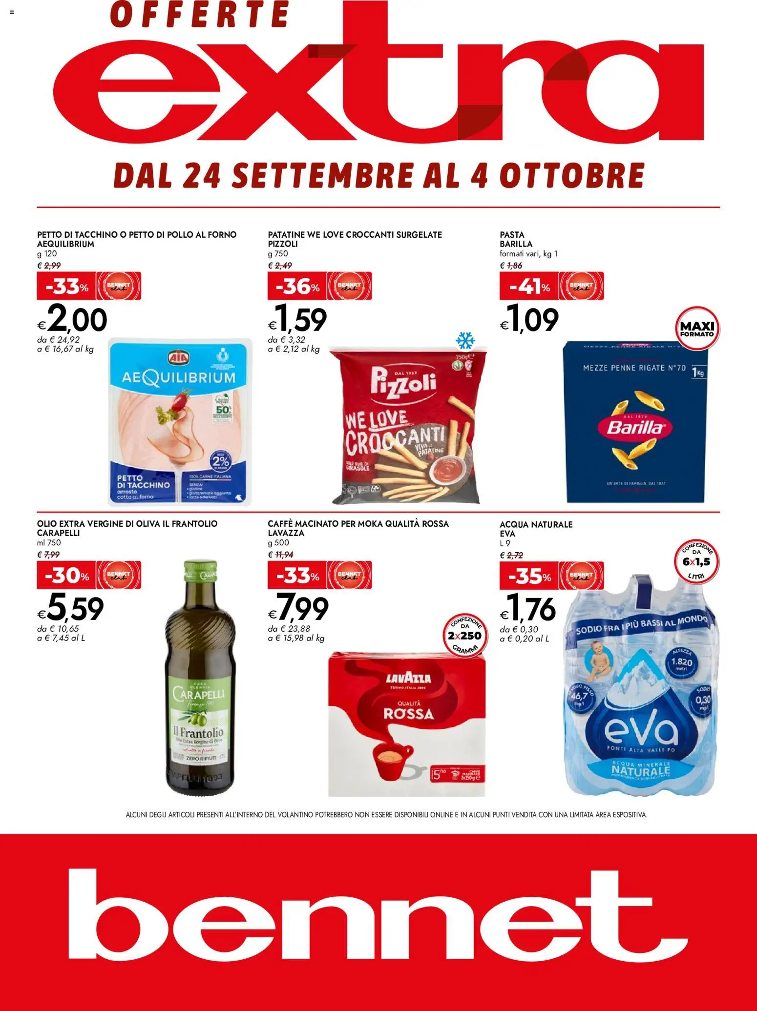 Volantino bennet del 24/09/2026 | Pagina: 1 | Prodotti: Petto di Pollo, Acqua, Tacchino, Olio