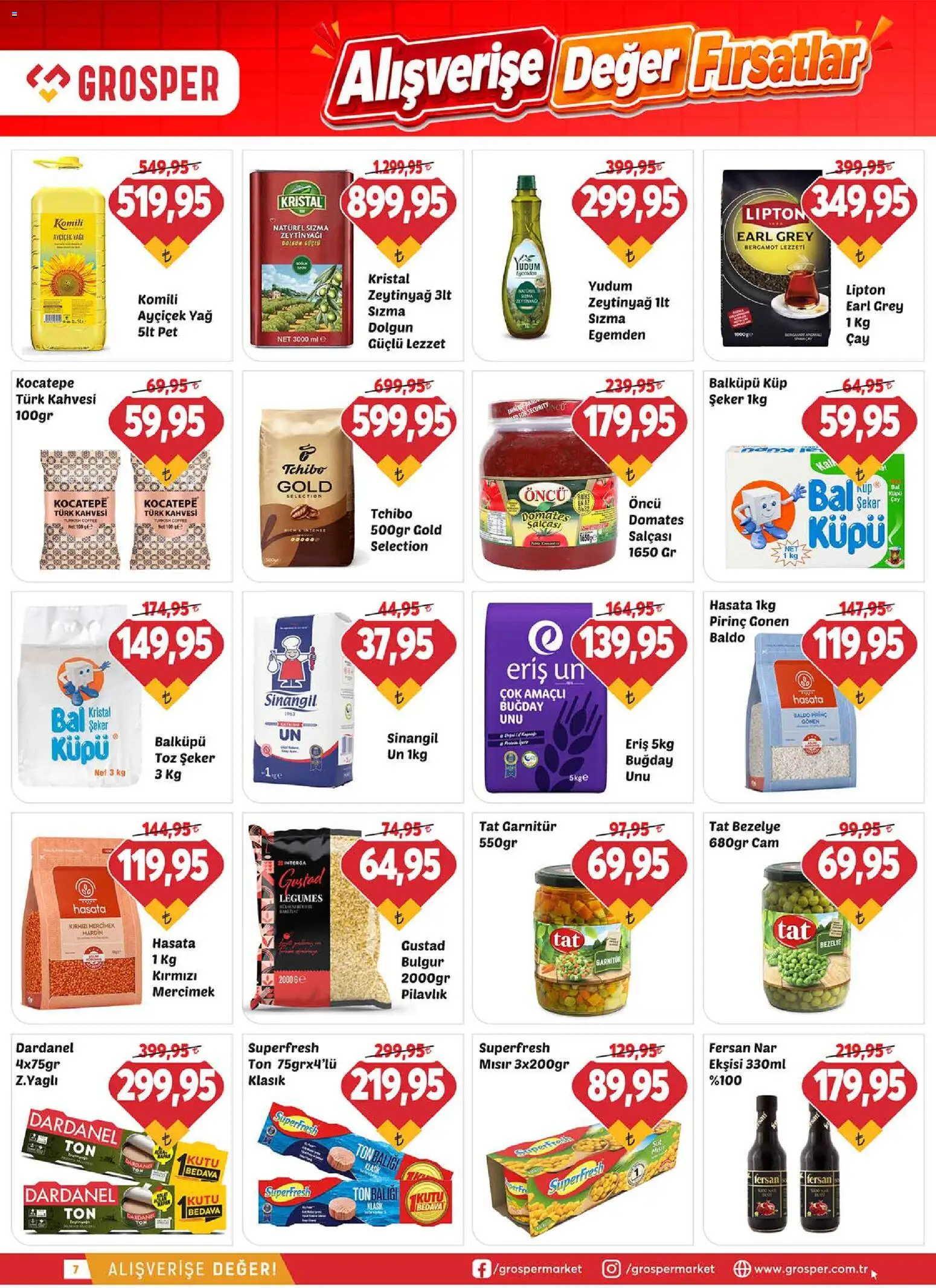 Grosper Katalog - 16 Eylül 2026 tarihinden itibaren geçerlidir | Sayfa: 7 | Ürünler: Kutu, Domates, Yağ, Mısır