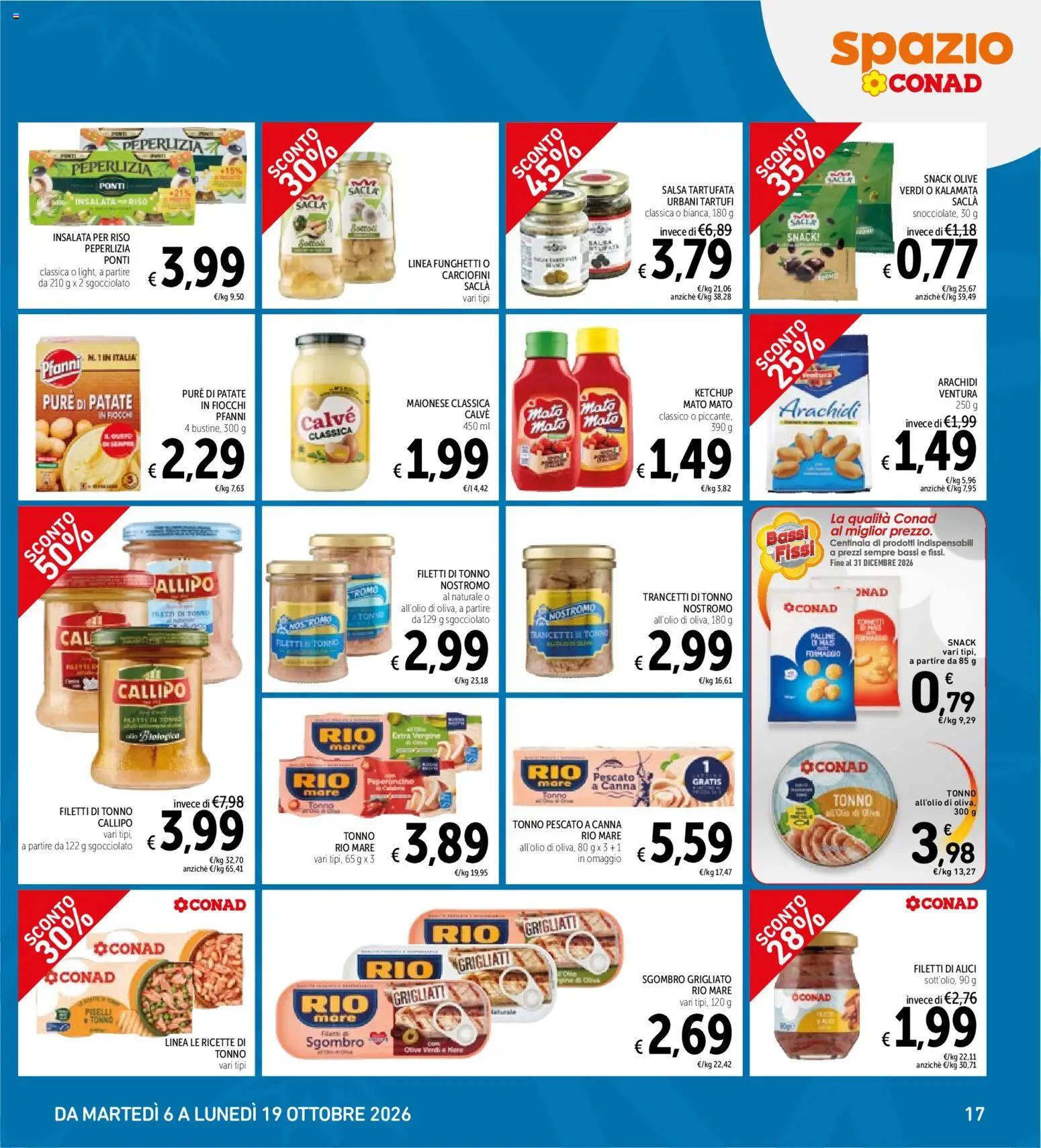 Volantino Spazio Conad del 06/10/2026 | Pagina: 17 | Prodotti: Riso, Salsa, Olive, Piselli
