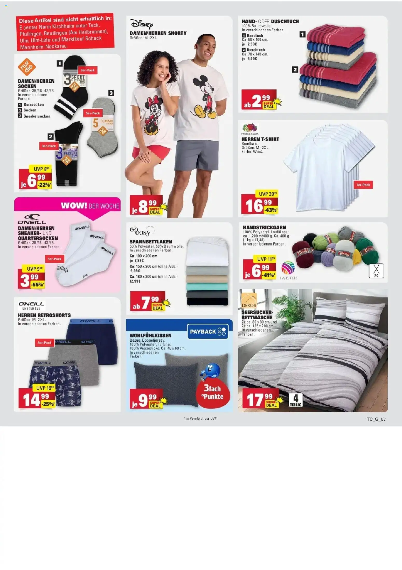 E center Prospekt Sinzheim – gültig ab 13.07.2026 | Seite: 92 | Produkte: Bettwäsche, Socken
