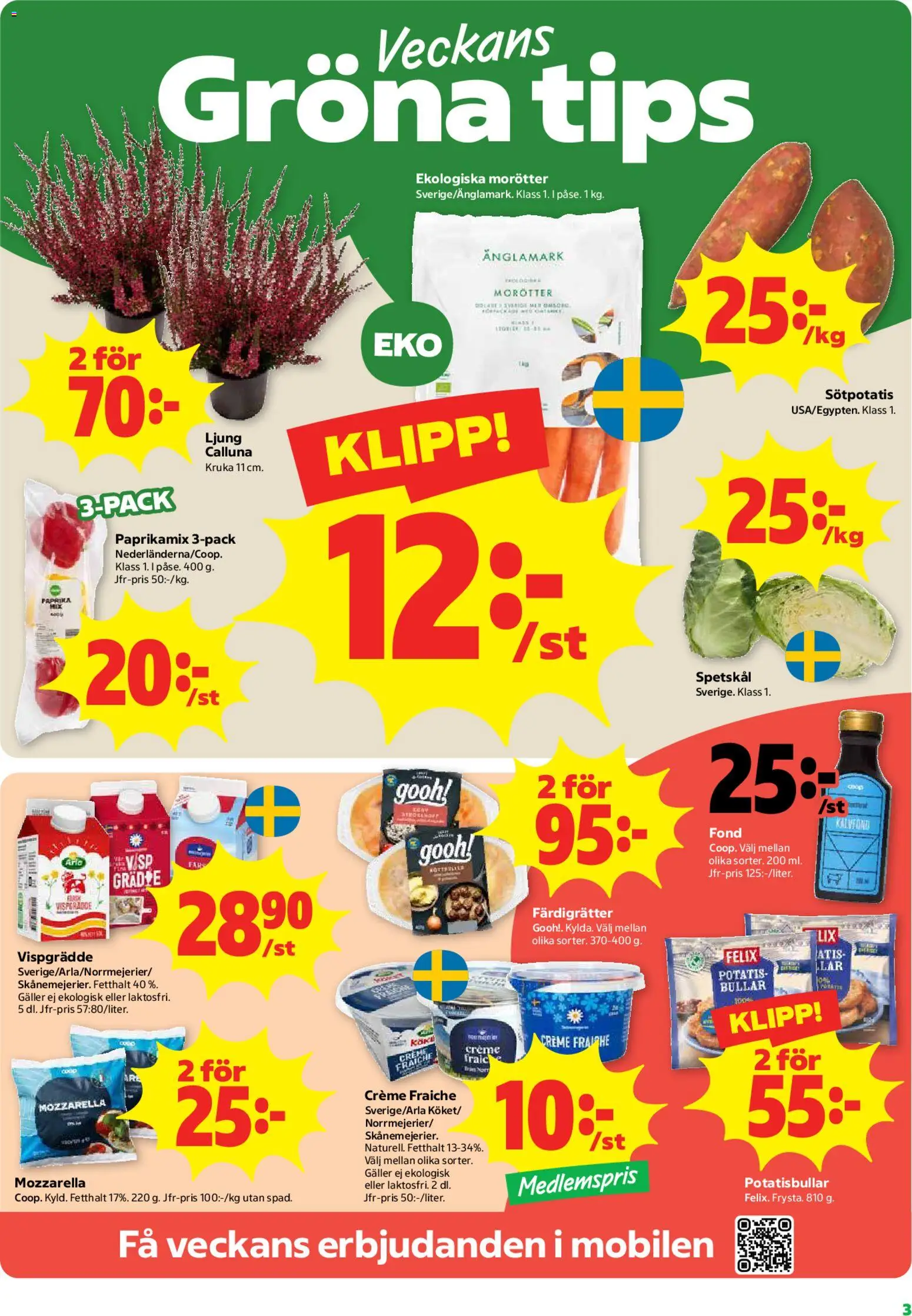 Stora Coop reklamblad aktuell från 07/09/2026 | Sida: 3 | Produkter: Paprika, Galler, Creme fraiche, Grädde