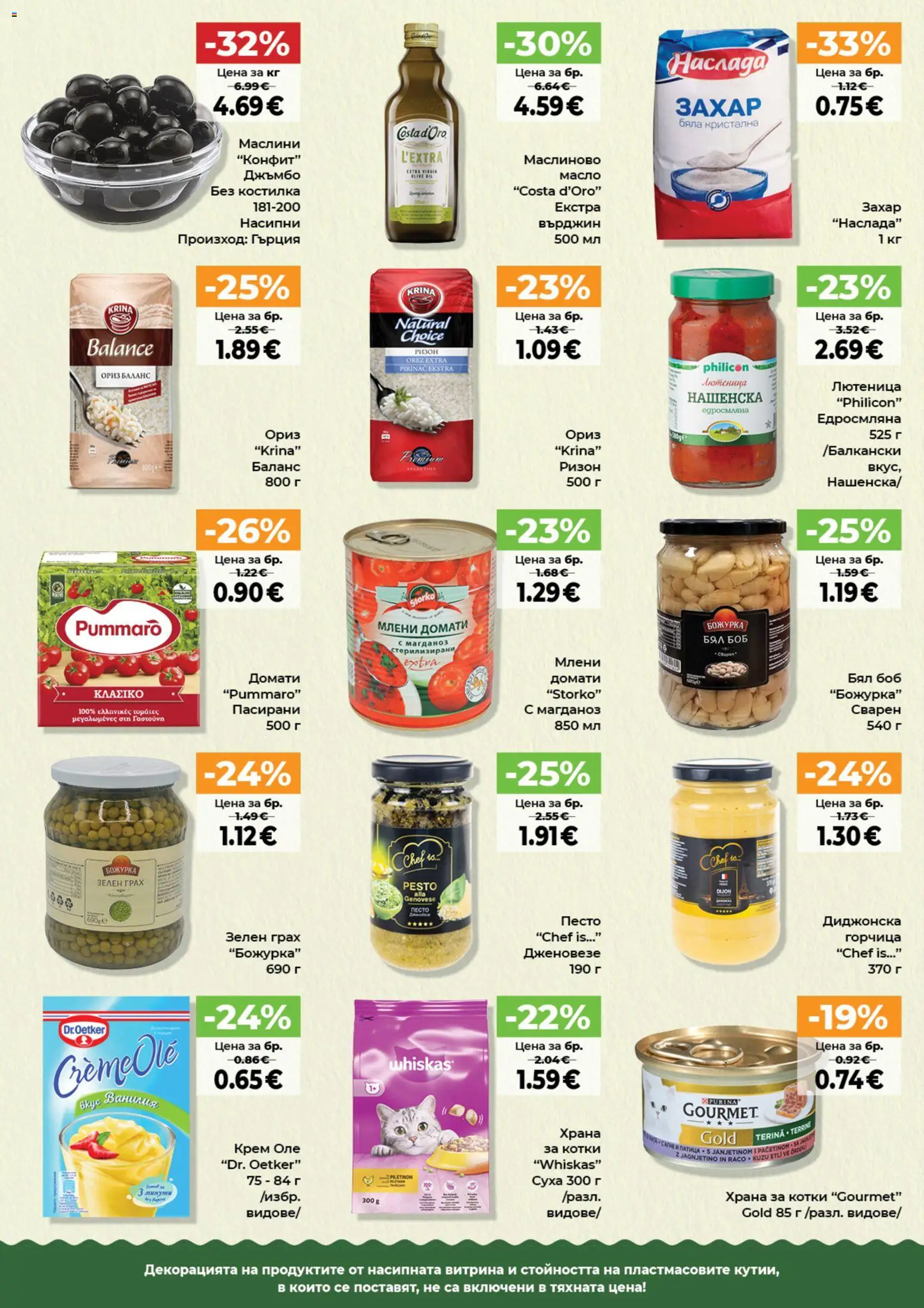 {H1} | Страница: 8 | Продукти: Крем, Захар, Боб, Храна за котки